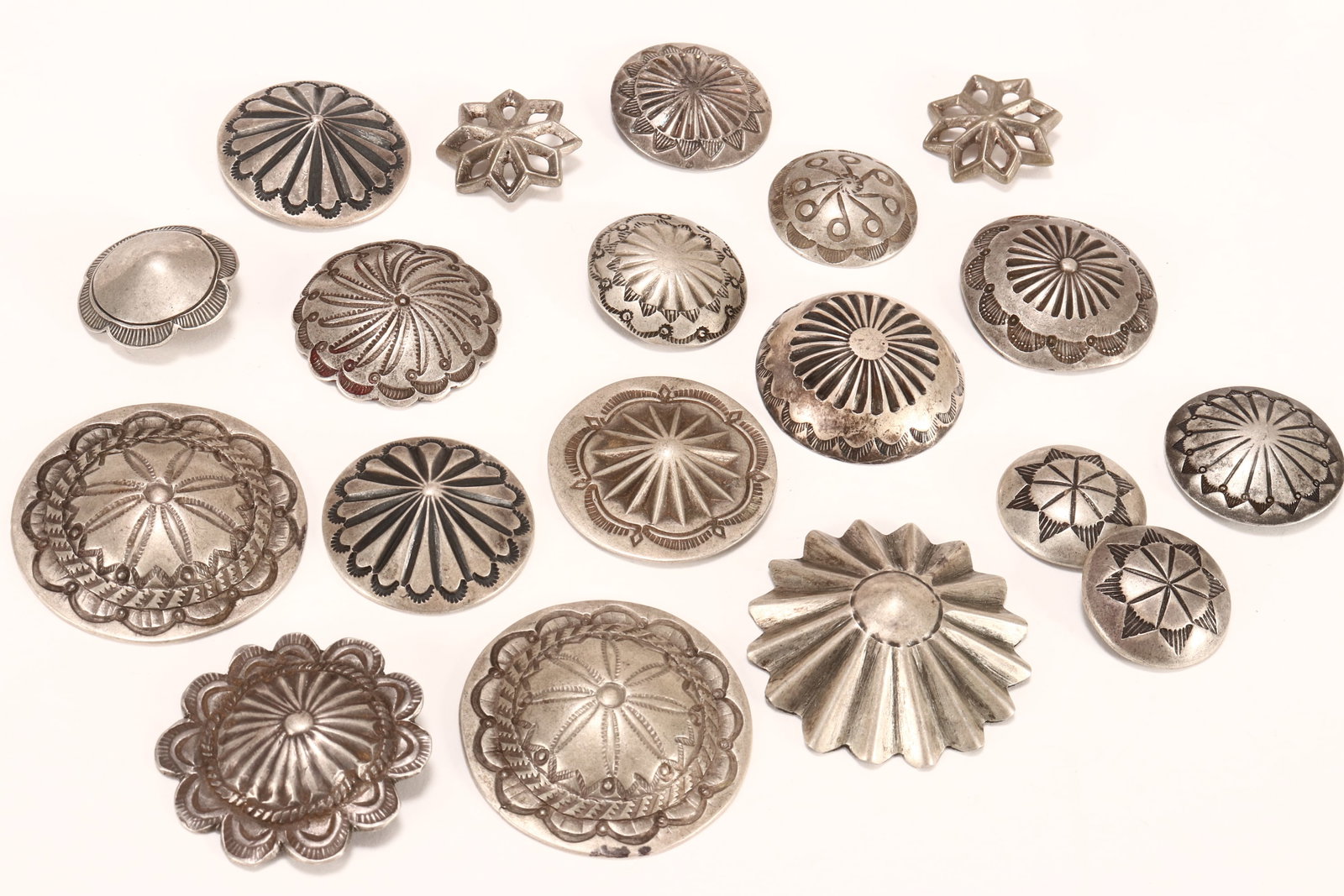 Group of Assorted Navajo Silver Buttons, (1 of 1)