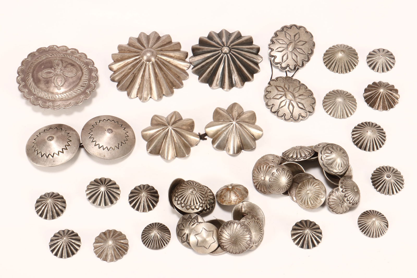 Large Quantity of Assorted Navajo Silver Buttons, (1 of 1)