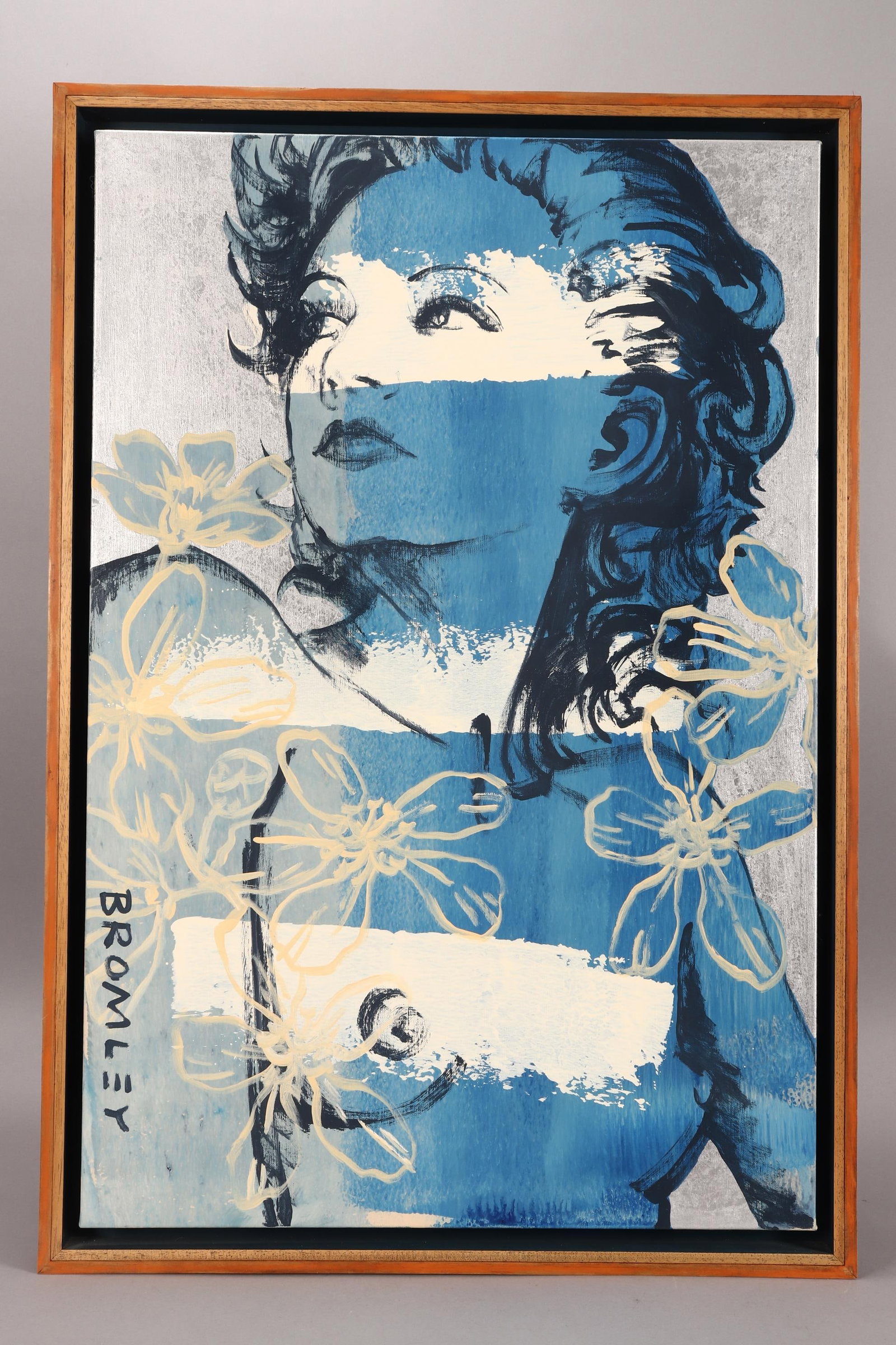 David Bromley (born 1960),: Hilary acrylic and silver leaf on canvas signed lower left 90cm x 60cm