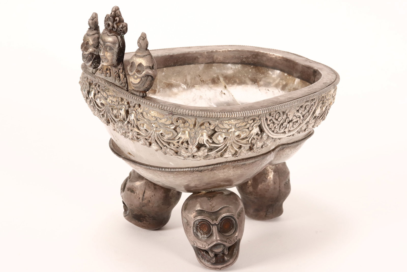 Good 19th Century Tibetan Rock Crystal and Silver Skull Cup, (1 of 10)