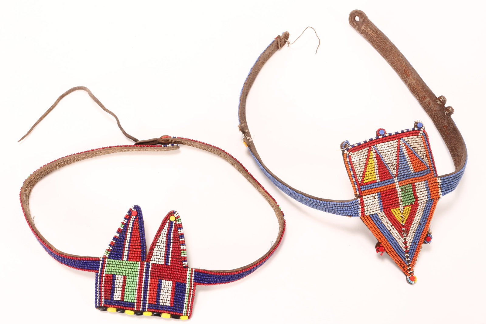 Two Maasai People Beaded Belts, Kenya/Tanzania,: length 70cm and 72cm (2)
