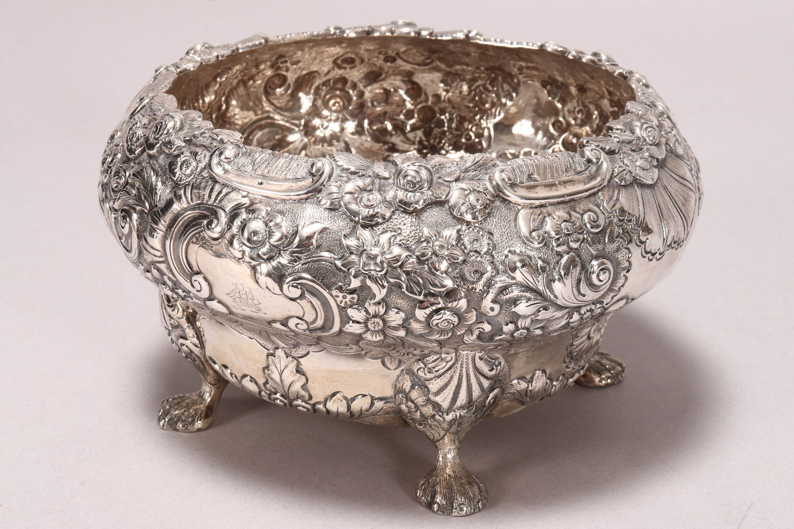 Large Irish George IV Sterling Silver Footed Bowl, (1 of 6)