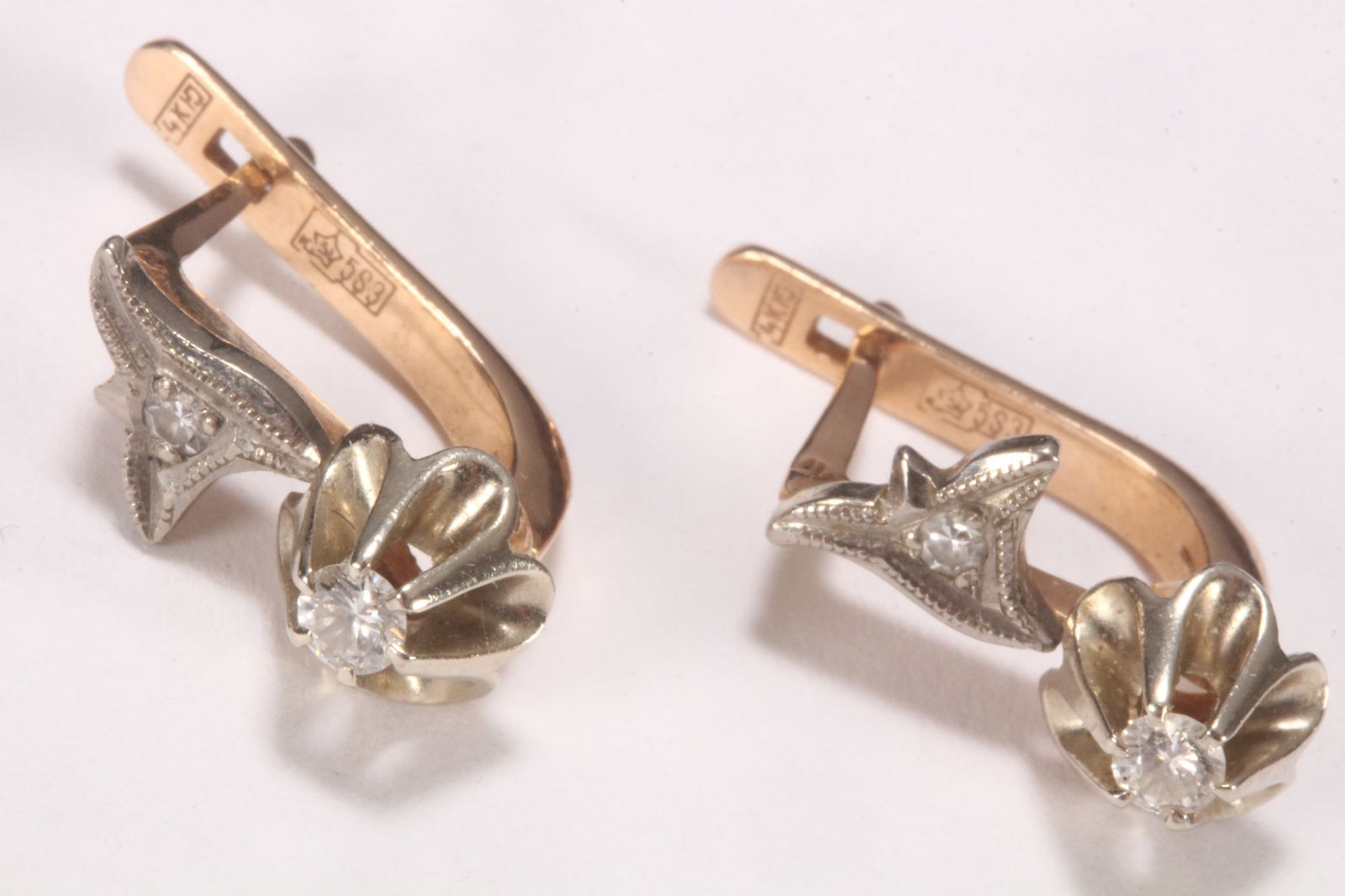 Pair of Russian 14ct Gold Earrings, (1 of 3)