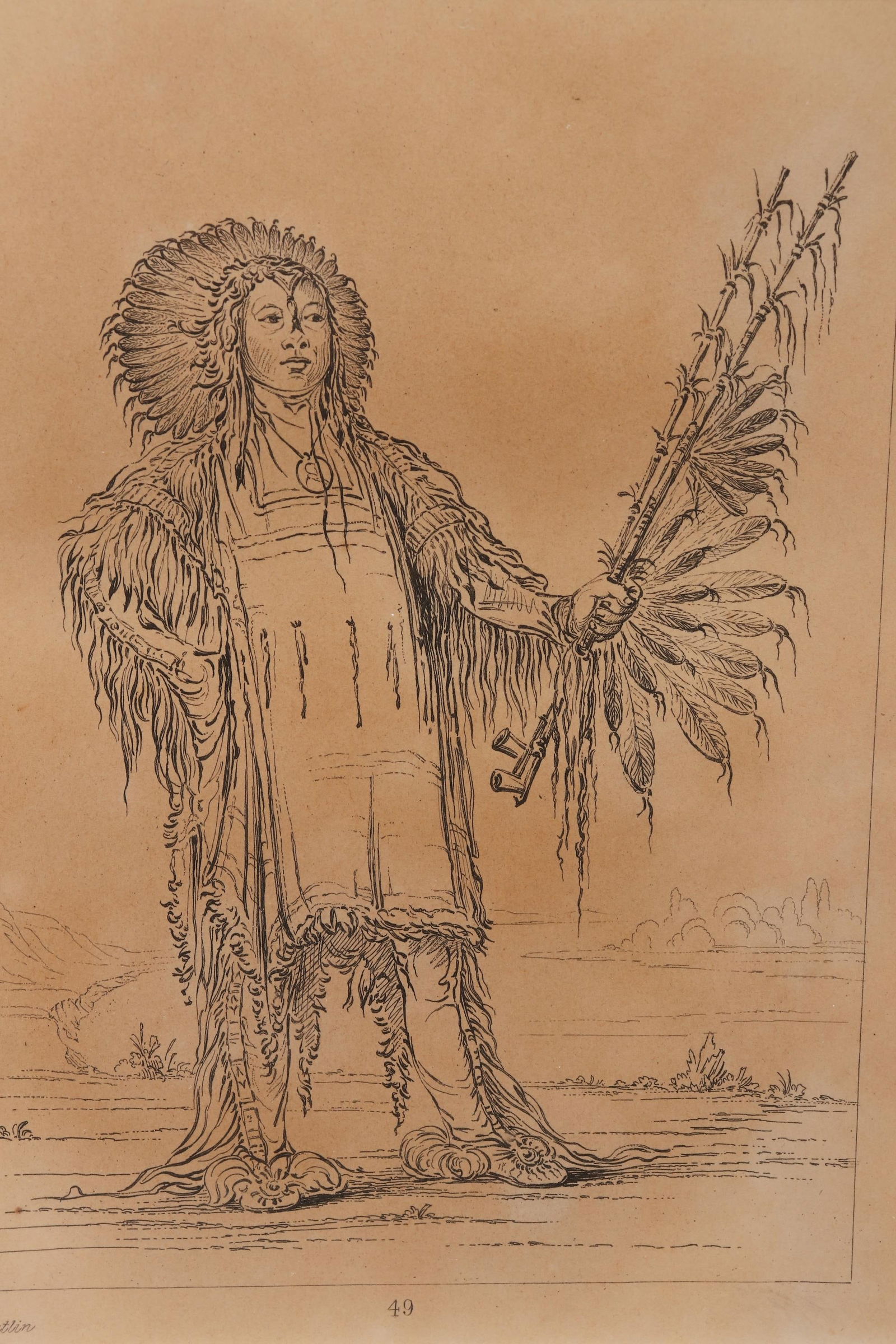 19th Century George Catlin Book Plate,: plate 49 from Letters and Notes on the Manners, Customs, and Condition of the North American Indians, 17.5cm x 12cm (image)