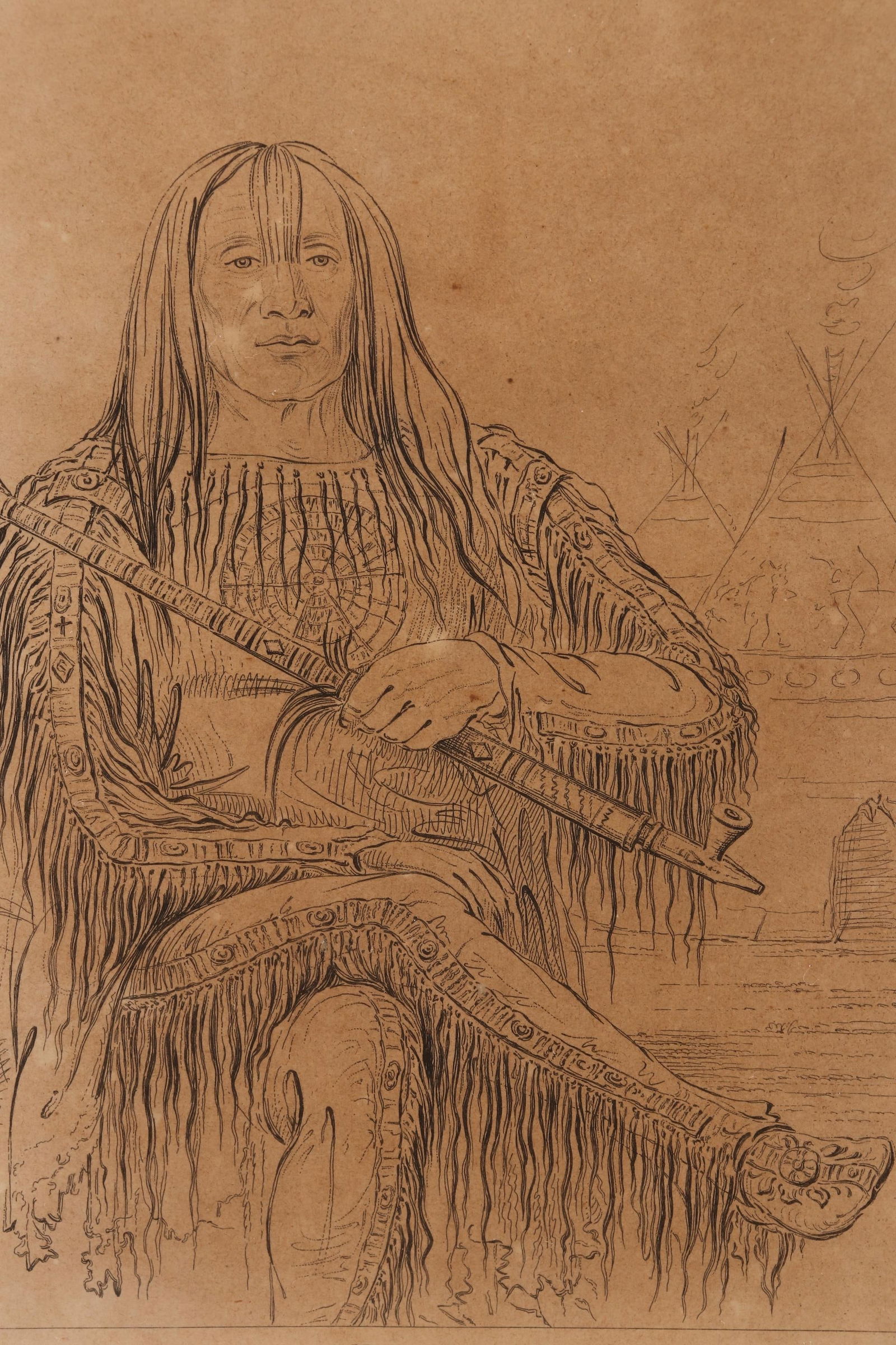 19th Century George Catlin Book Plate,: plate 11 from Letters and Notes on the Manners, Customs, and Condition of the North American Indians, 17cm x 12cm (image)