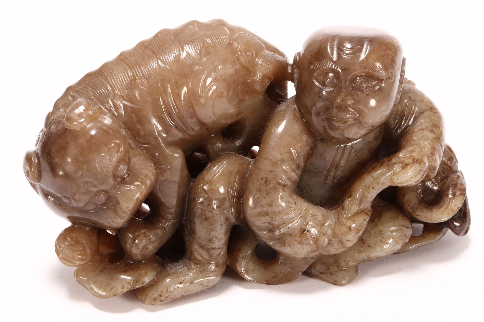 Chinese Carved Jade Figure Group, (1 of 3)
