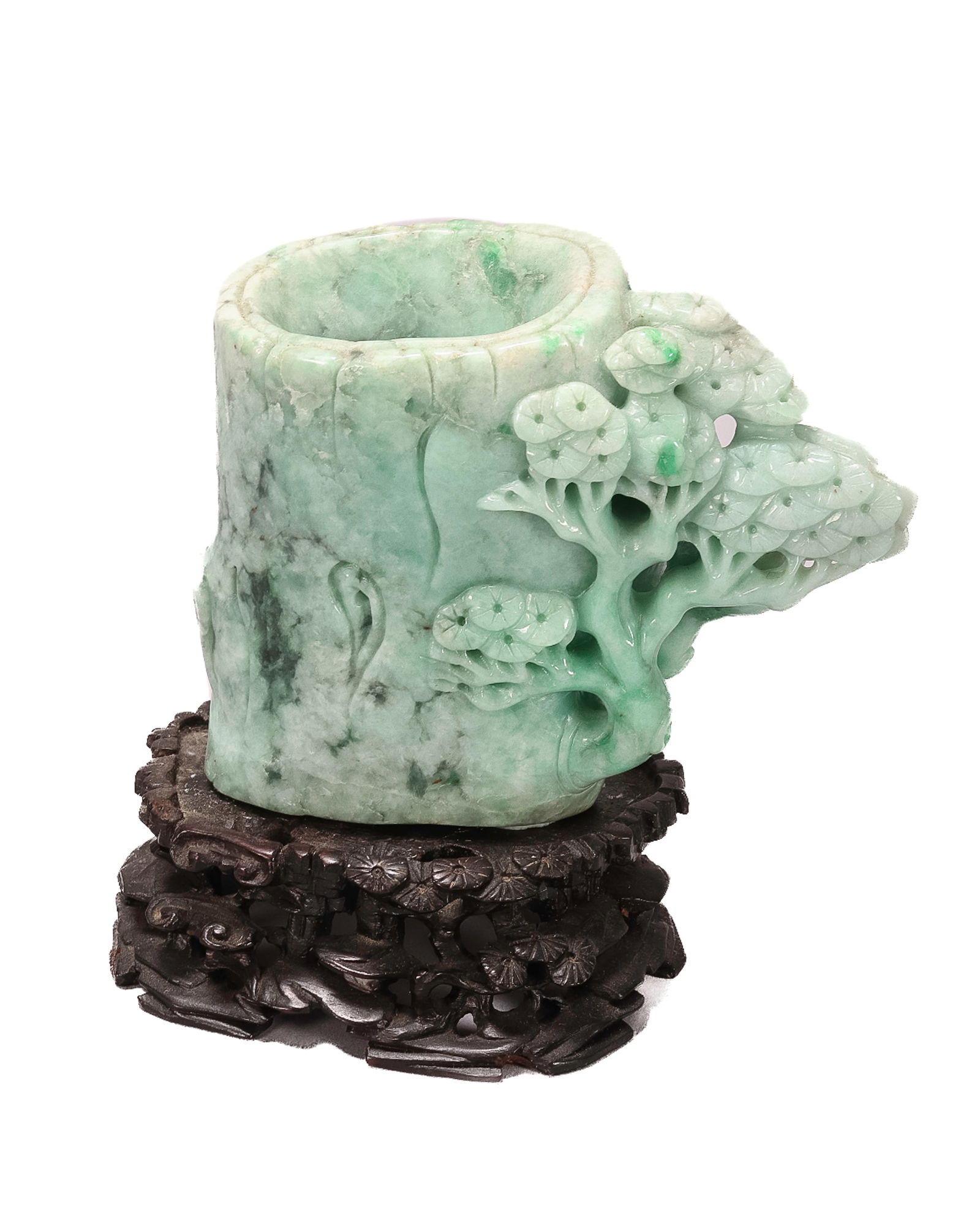 Good Chinese Jadeite Brush Pot, (1 of 4)