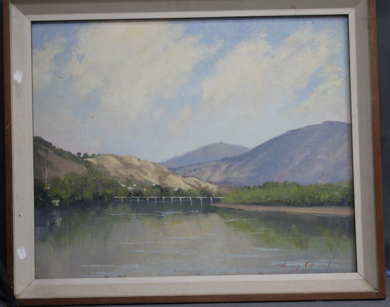 James Coleman,: Bay Scene Oil on board Signed lower right 29cm x 37cm