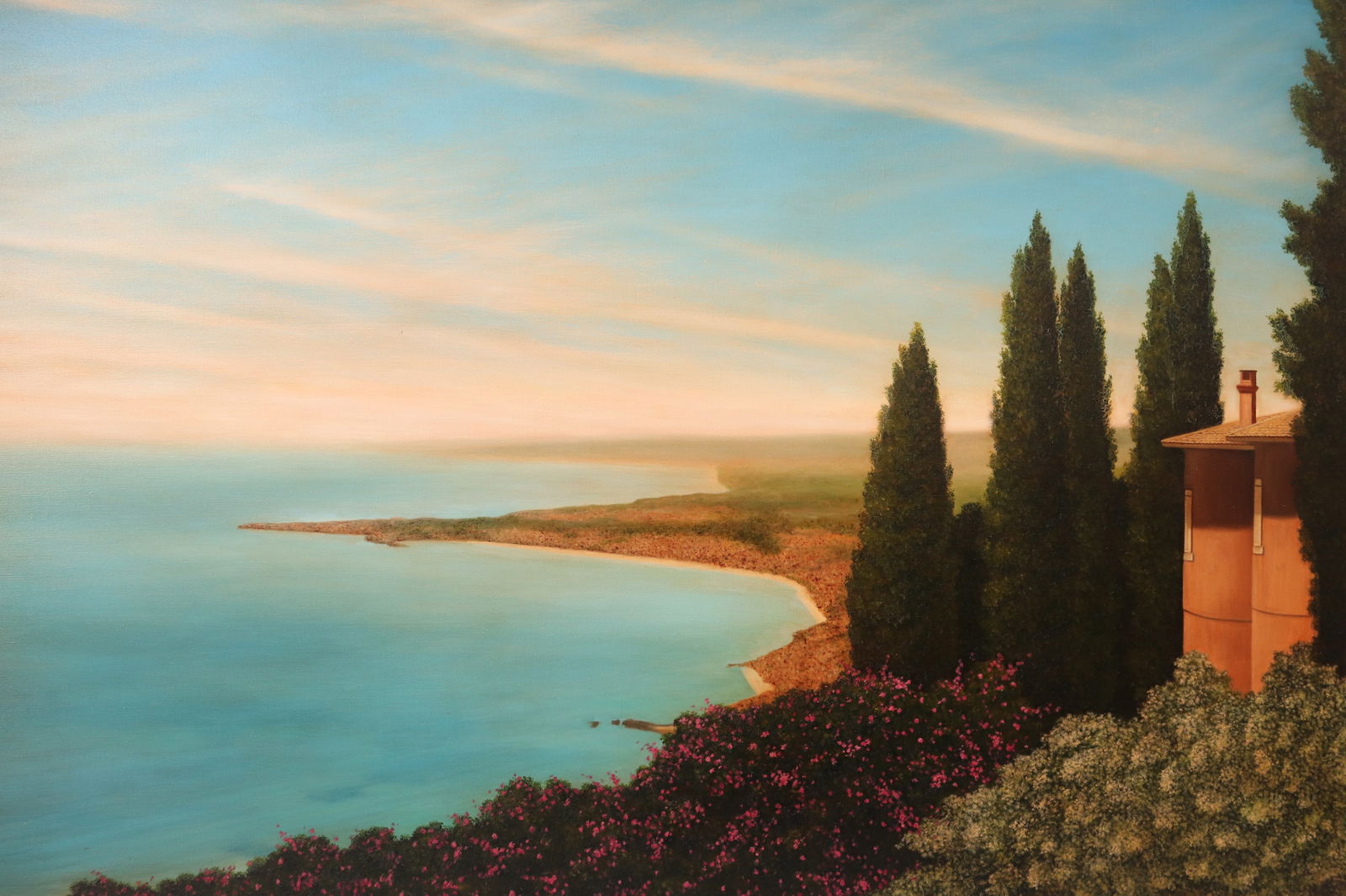 Jason Benjamin (1971-2021),: We're Grateful (Taormino, Sicily) oil on linen signed, dated and titled verso 122.5cm x 183cm