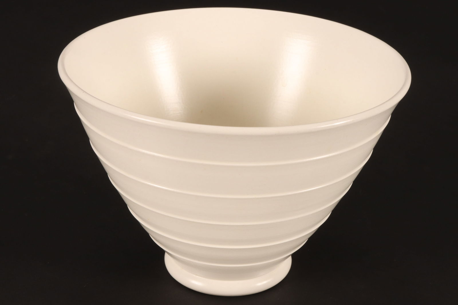 Wedgwood Keith Murray Moonstone Vase,: of flared form, stamped Wedgwood of Etruria & Barlaston, K.M., Made in England, height 16cm and diameter 23cm