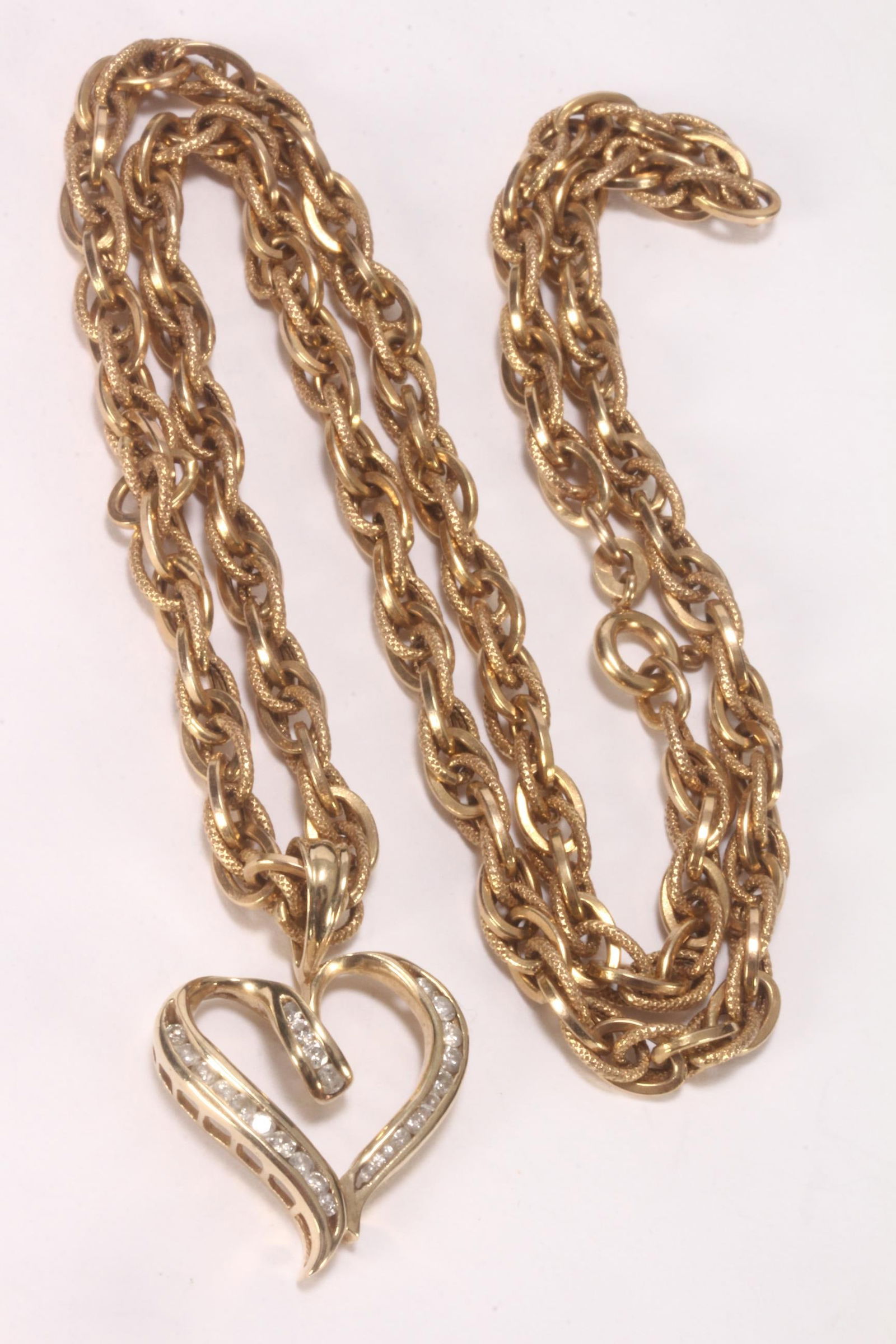Italian 9ct Gold Chain with 10ct Diamond Pendant, (1 of 3)