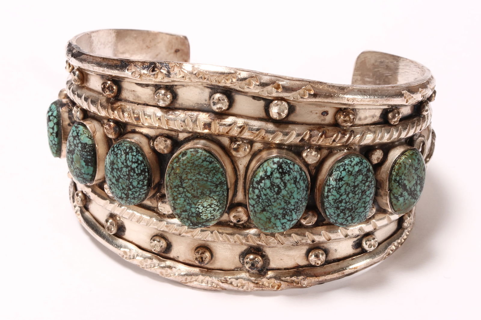 Large Navajo Sterling Silver Cuff, (1 of 2)