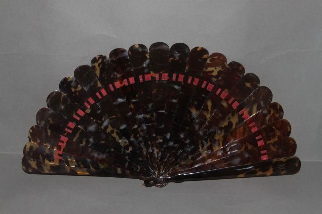 Beautiful Tortoise Shell Fan,: with two guards, with monograms, and peacock shaped panels, 47cm x 27cm Provenance: Jimmy Zhu Collection