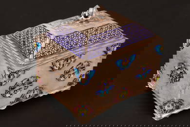 Lovely Chinese Silver and Enamel Box and Cover,