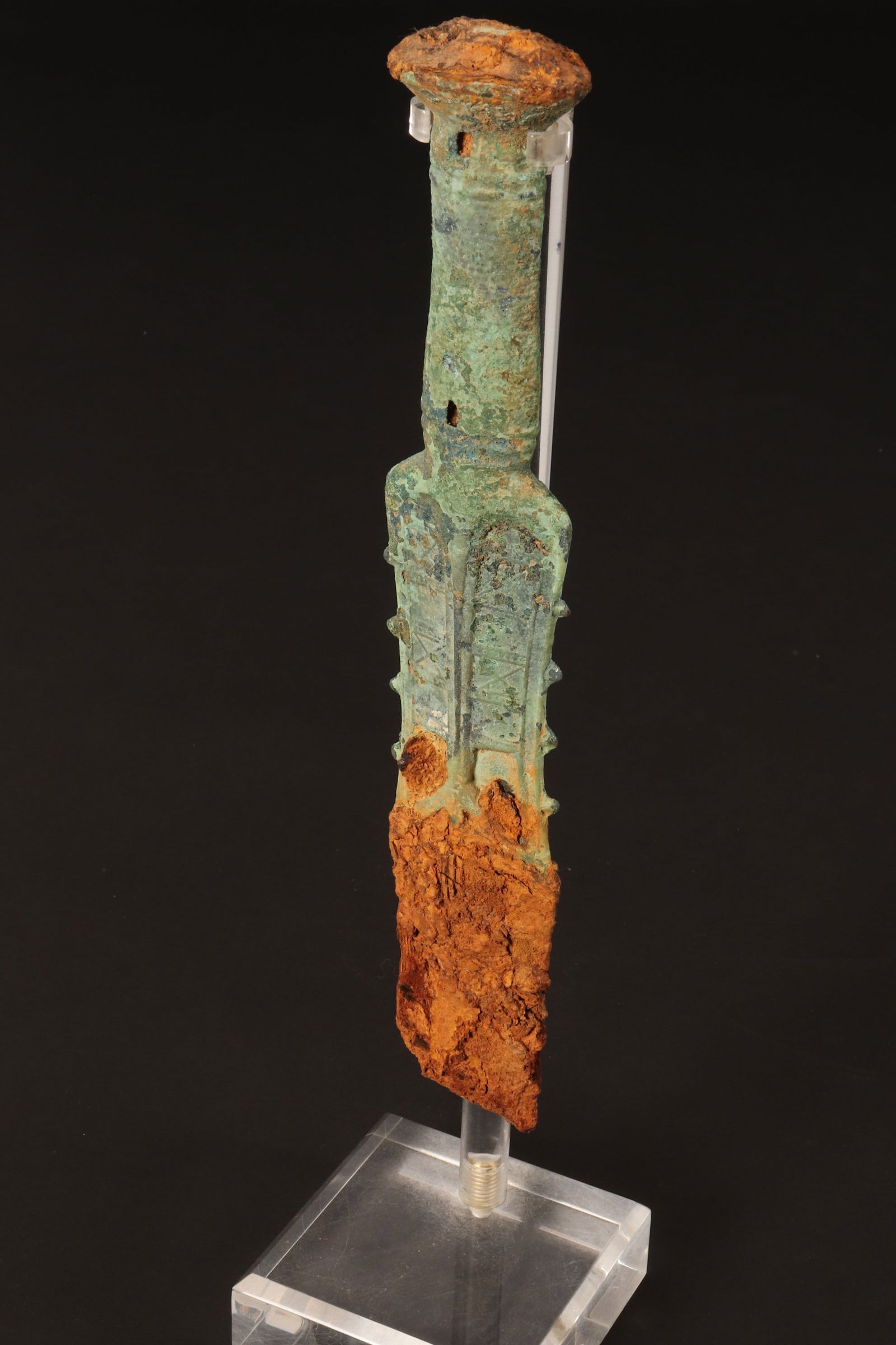 Chinese Bronze Sword on Stand, (1 of 5)