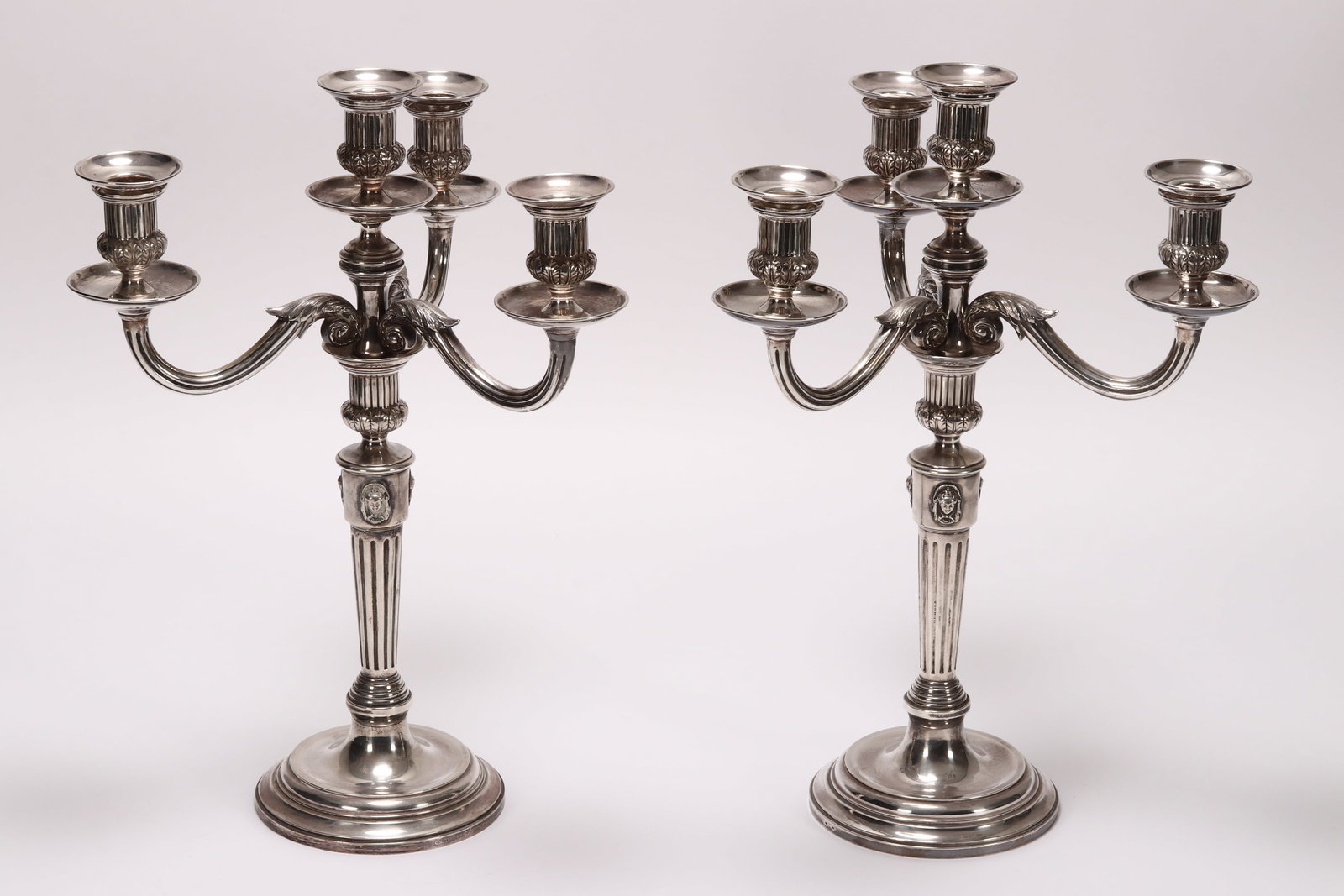 Pair of Italian Neoclassical Silver Candelabras, (1 of 8)