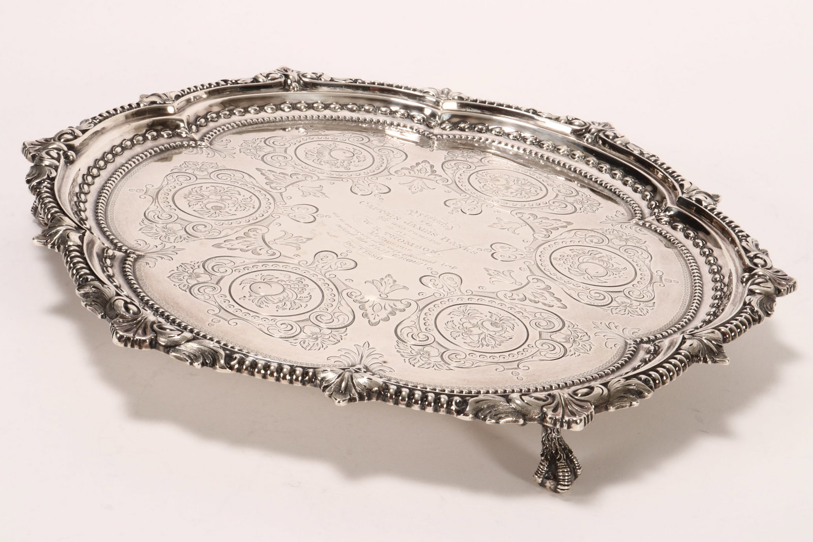 Lovely Victorian Sterling Silver Tray, (1 of 6)