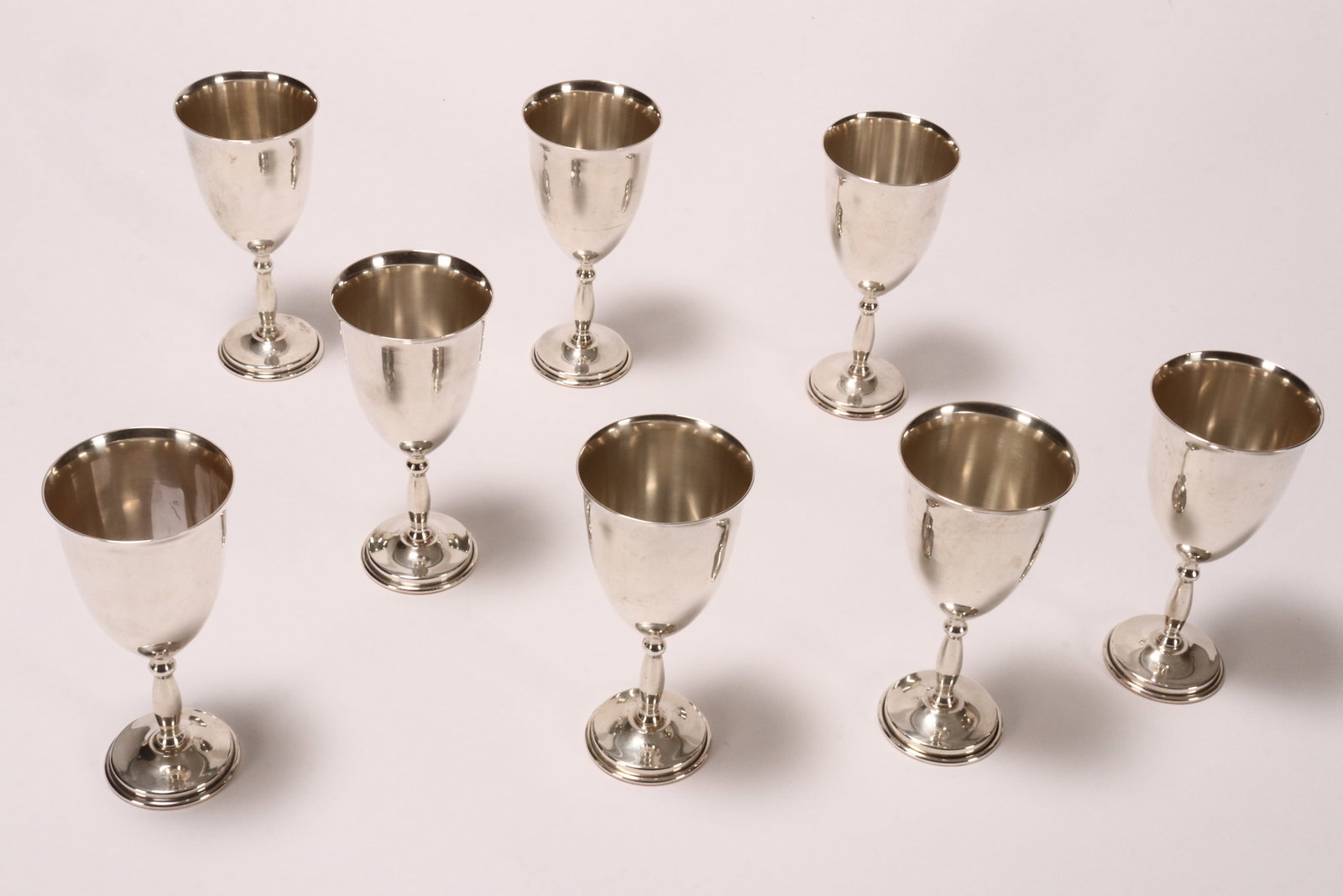 Eight Mexican Sterling Silver Goblets, (1 of 3)