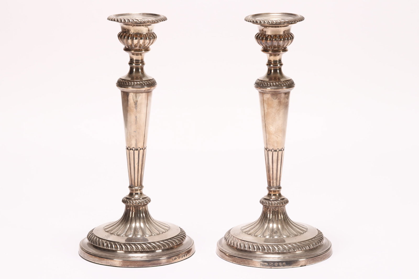 Pair of George III Sterling Silver Candlesticks, (1 of 6)