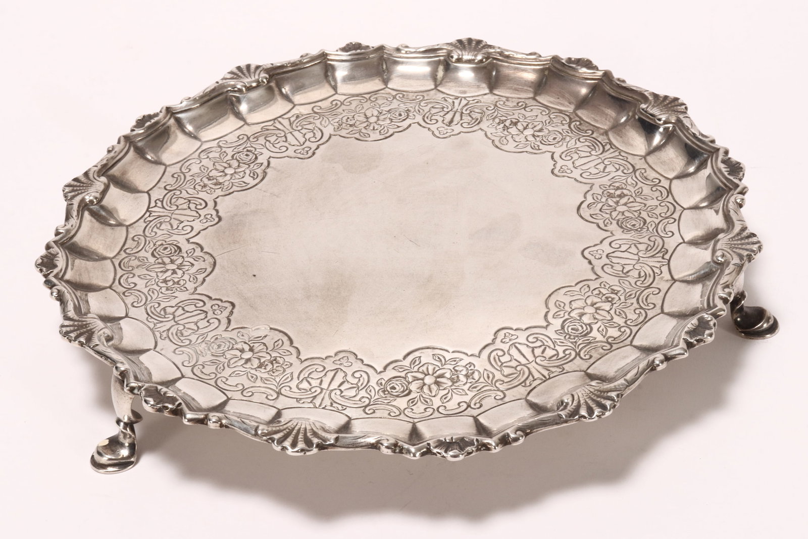 Scottish George II Sterling Silver Footed Salver, (1 of 4)