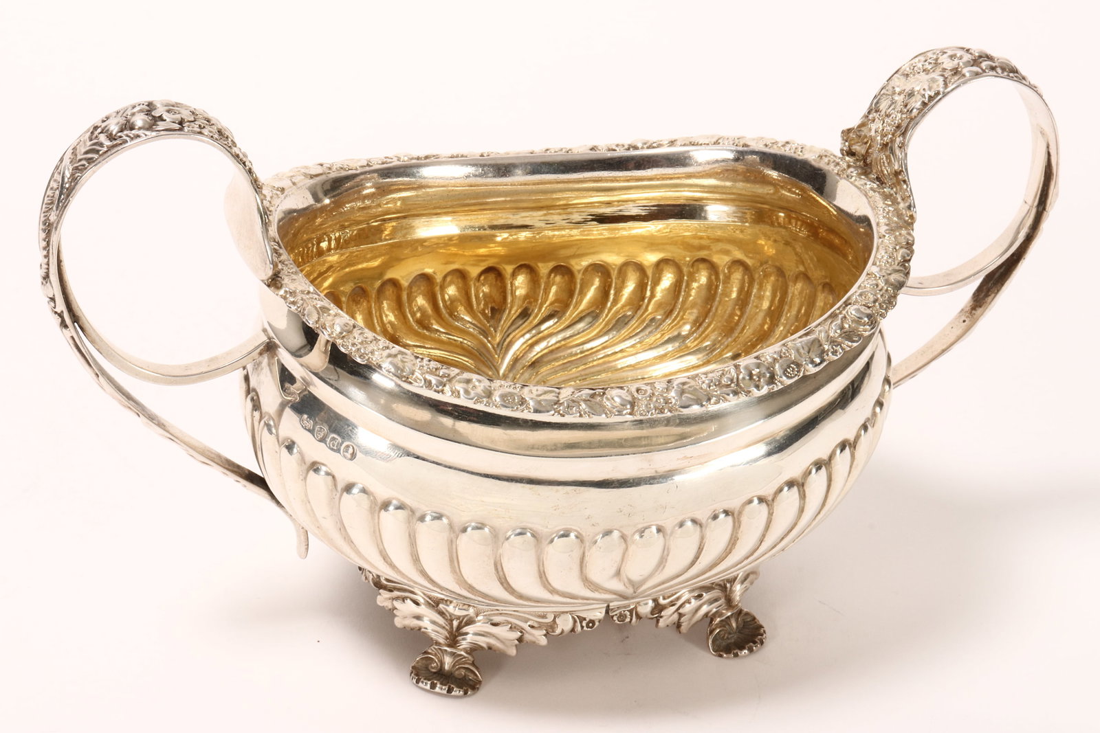 George III Sterling Silver Twin Handled Sugar Bowl, (1 of 5)