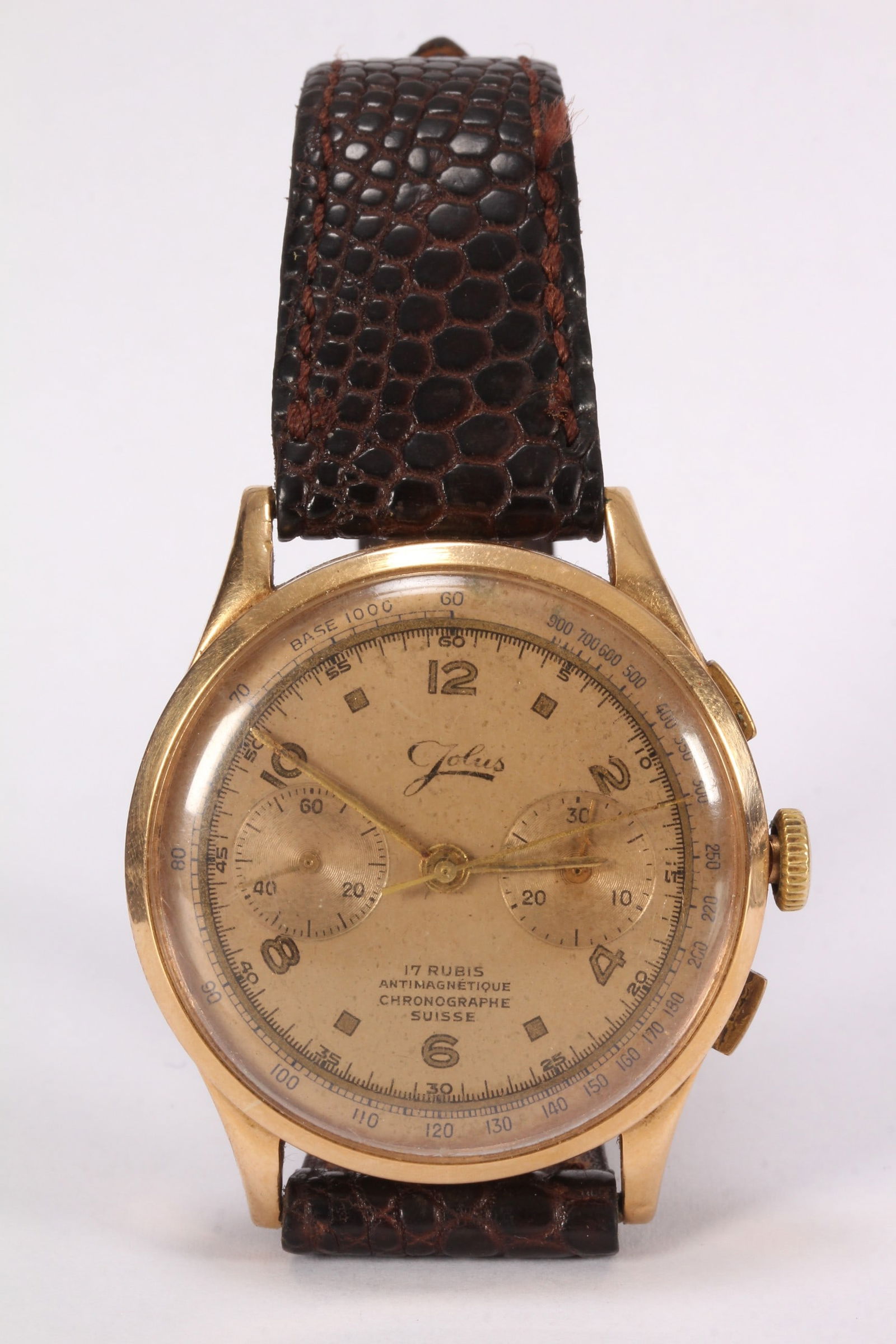 Gents 18ct Gold Jolus Chronograph Wristwatch, (1 of 5)