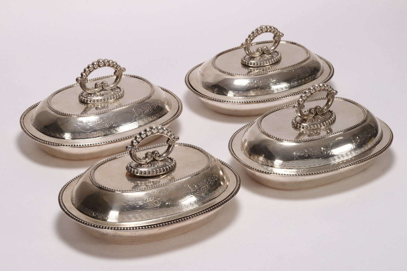 Rare Set of Four Victorian Sterling Silver Entr?e Dishes, (1 of 9)
