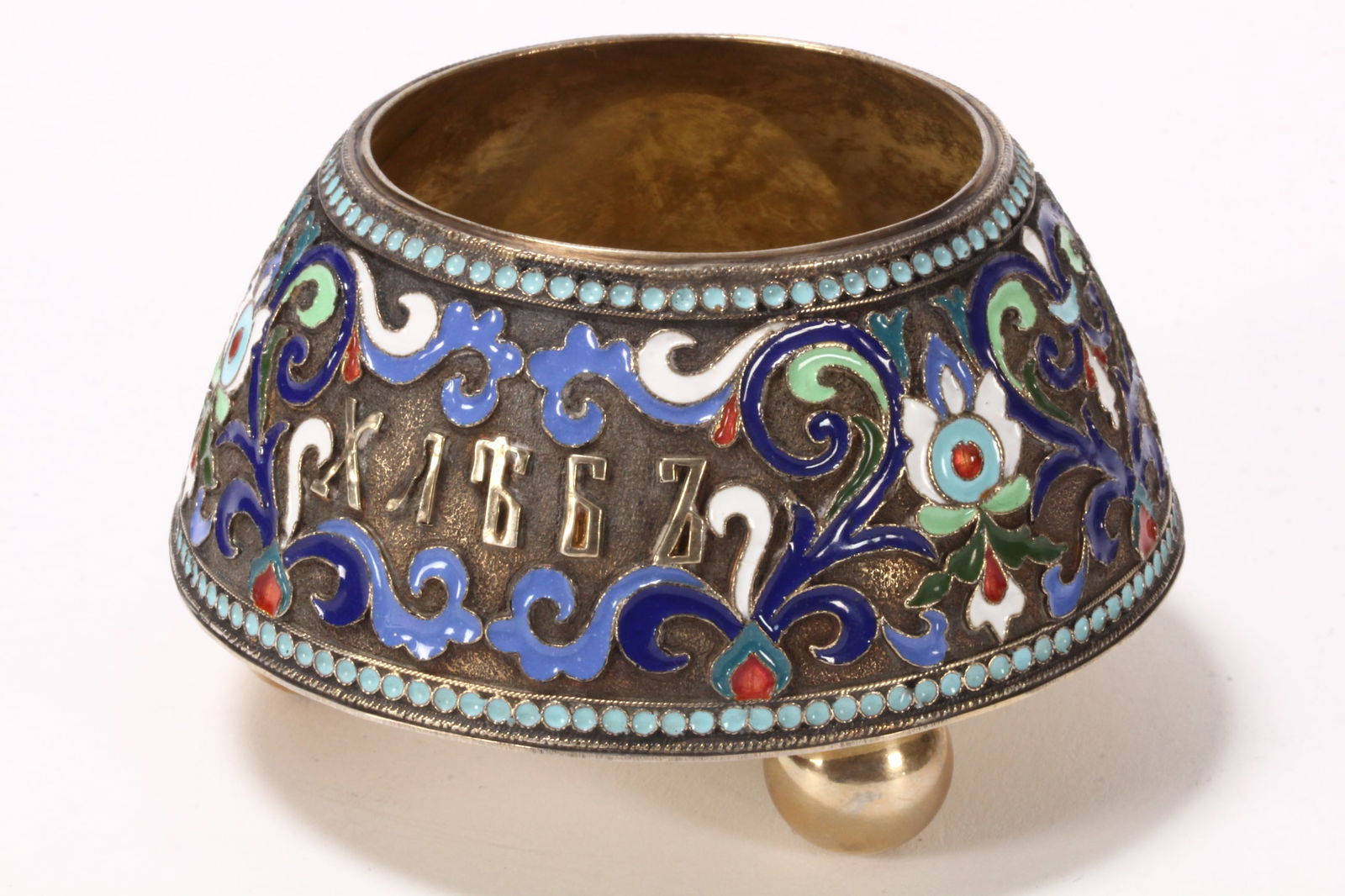 Russian Silver and Enamel Salt, (1 of 6)