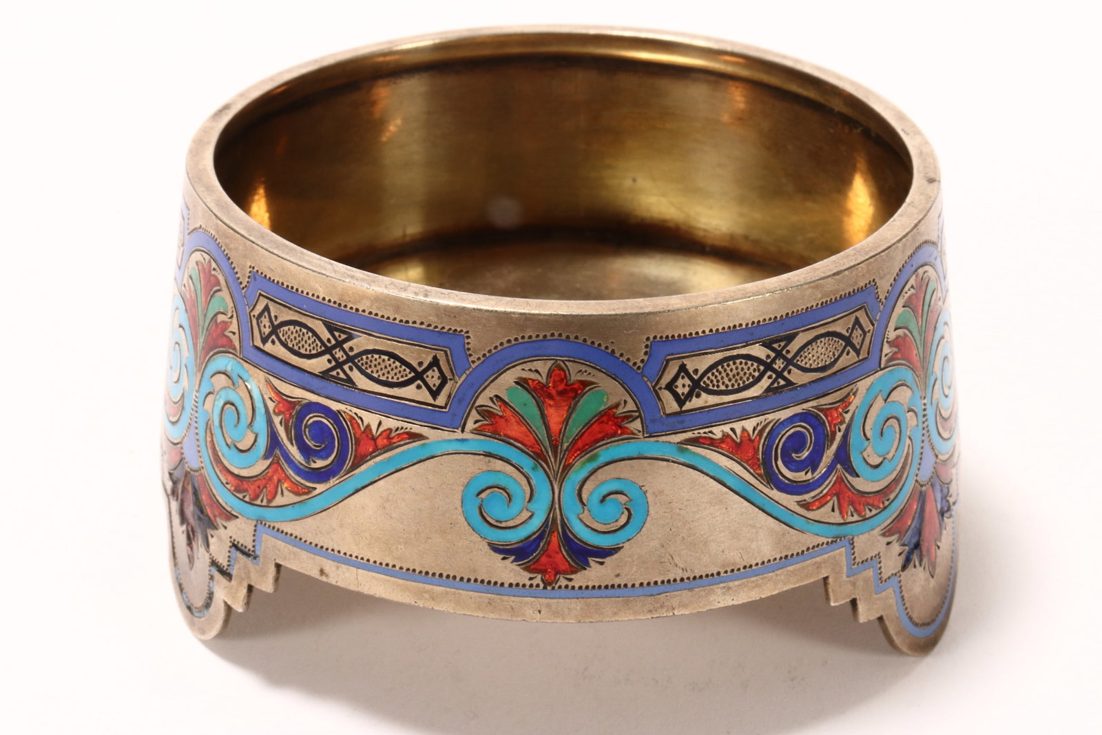 19th Century Russian Silver and Enamel Footed Salt (1 of 4)