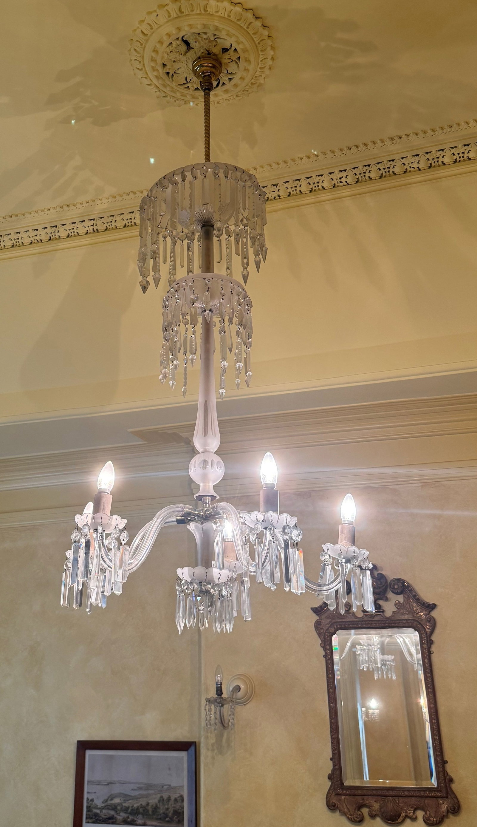 Large Five Branched Crystal Chandelier, (1 of 3)