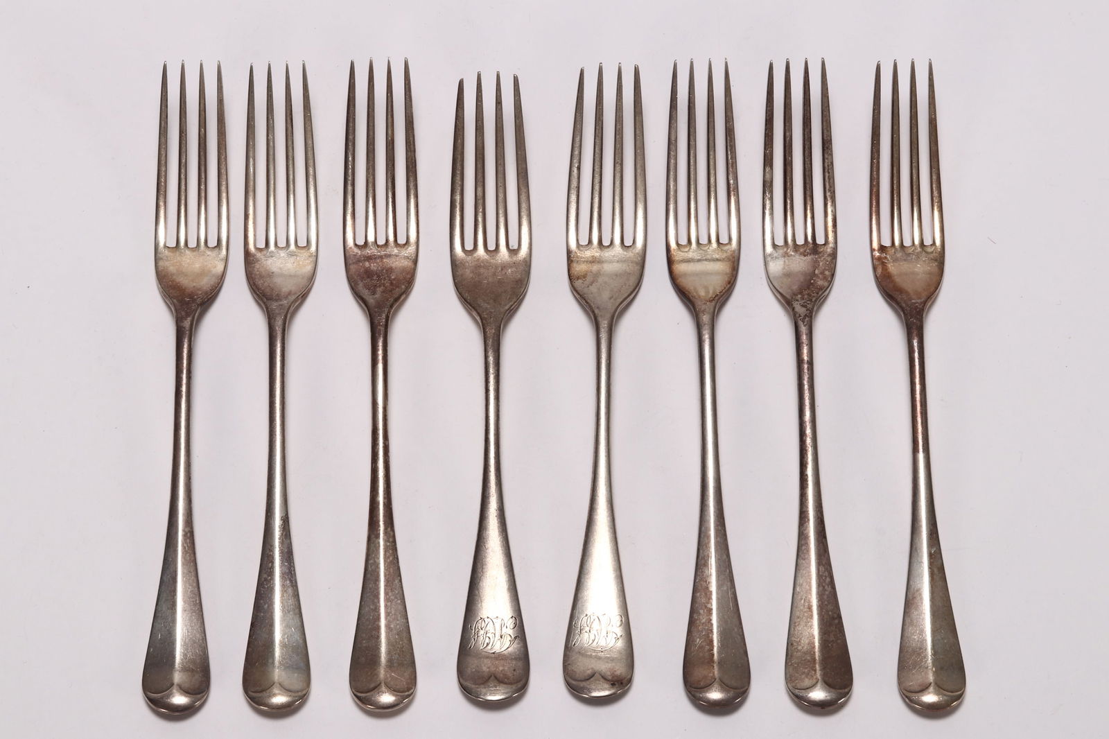 Eight Edwardian Sterling Silver Forks, (1 of 3)