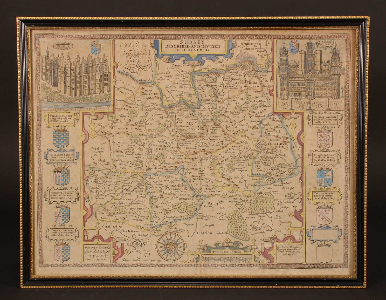 17th Century Map 'Surrey Described and Divided (1 of 9)