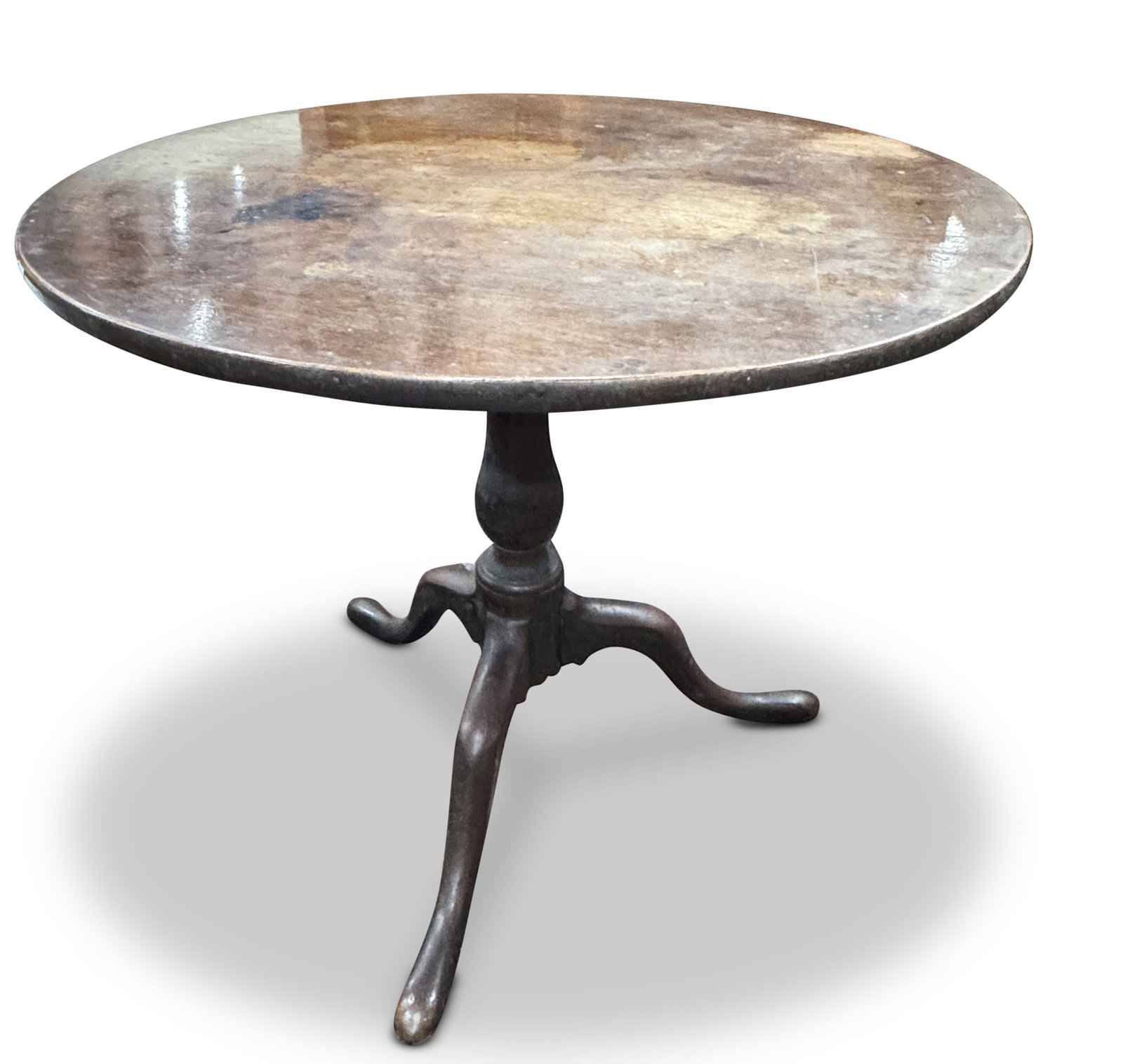 Georgian Mahogany Tilt Top Occasional Table,: with circular top, raised on a turned baluster support, on three cabriole legs, 70cm x 83cm Provenance: Property of a Lady