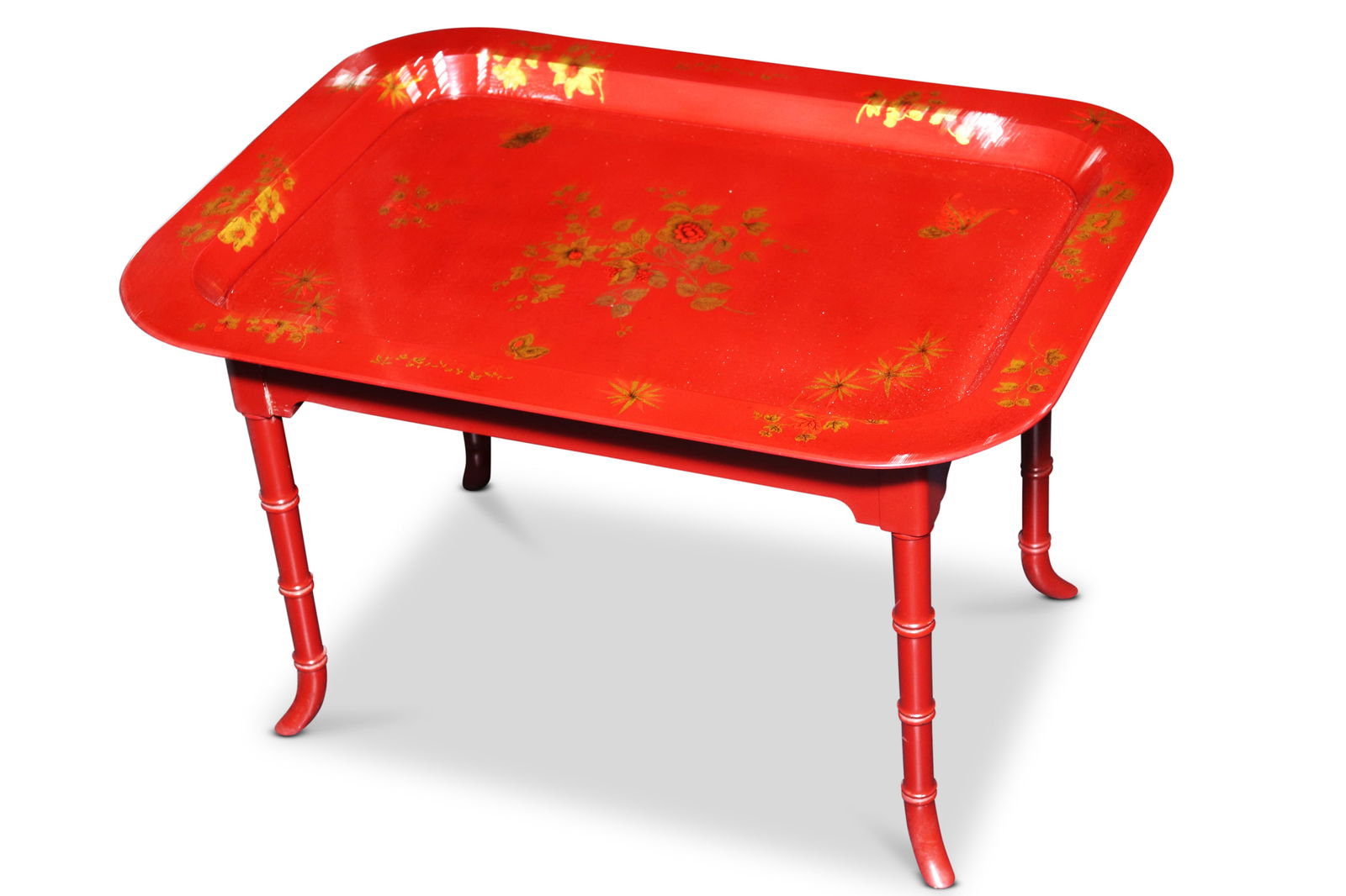 English Chinoiserie Red Lacquer Tray Table, (1 of 1)