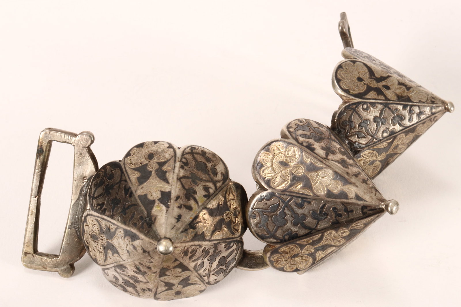 Russian Caucasian Silver and Niello Belt Buckle, (1 of 3)