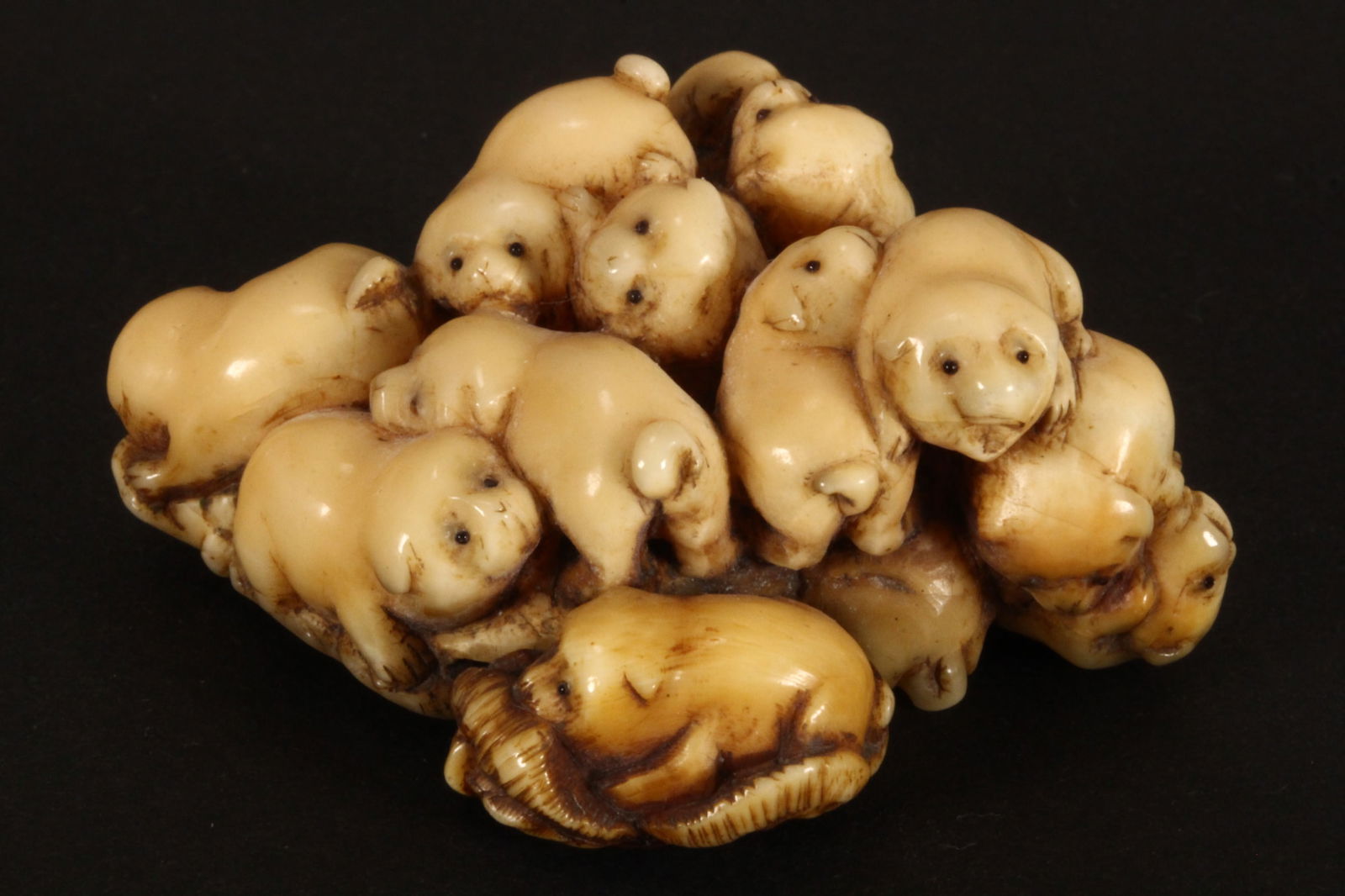 Japanese Meiji Period Carved Marine Netsuke, (1 of 4)