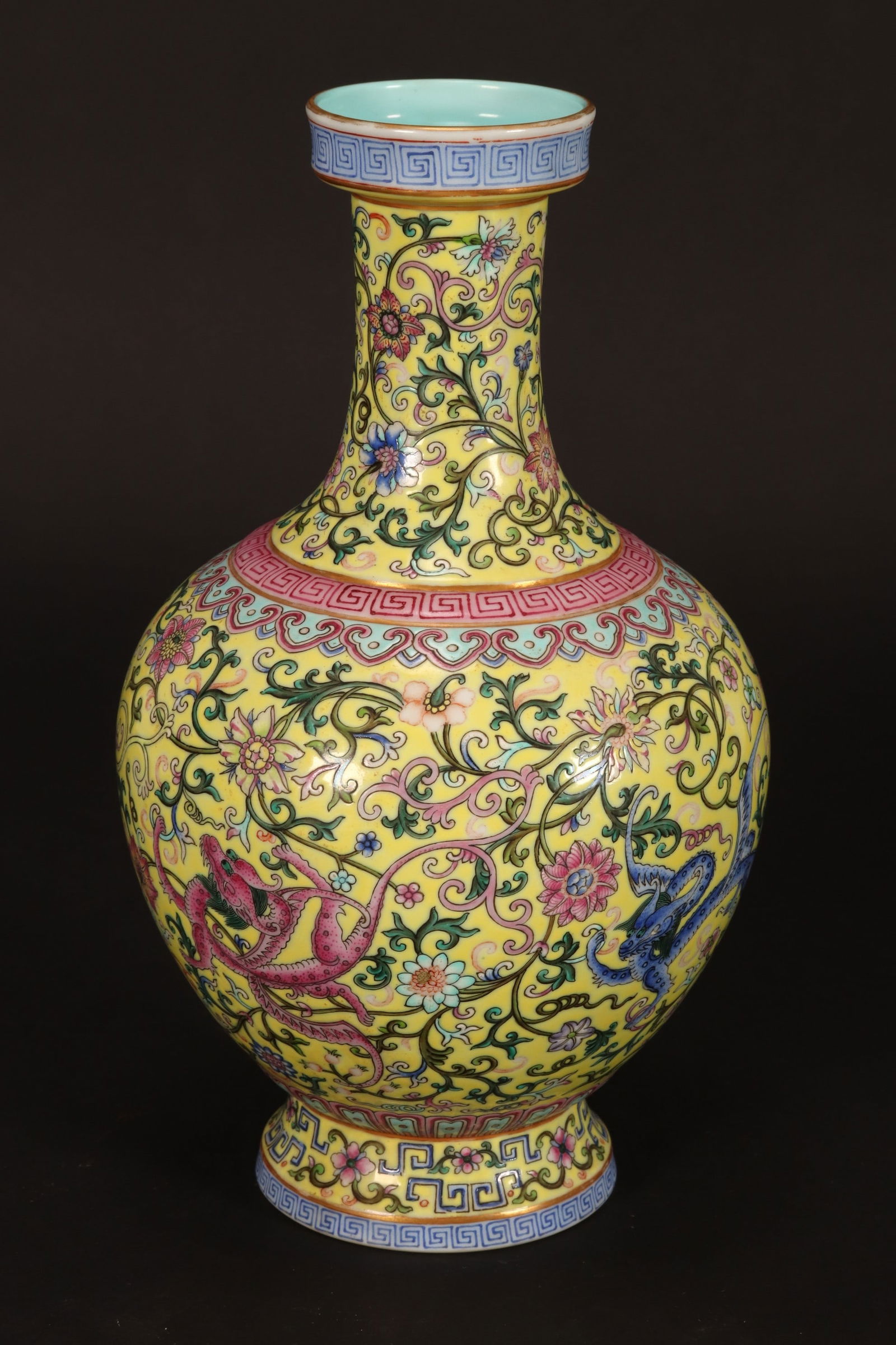 Chinese Famille Jaune Porcelain Vase, (1 of 9)
