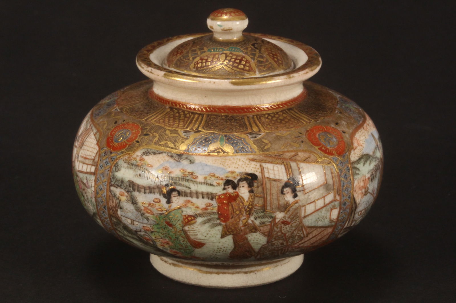 Very Fine Japanese Satsuma Jar and Cover, (1 of 6)