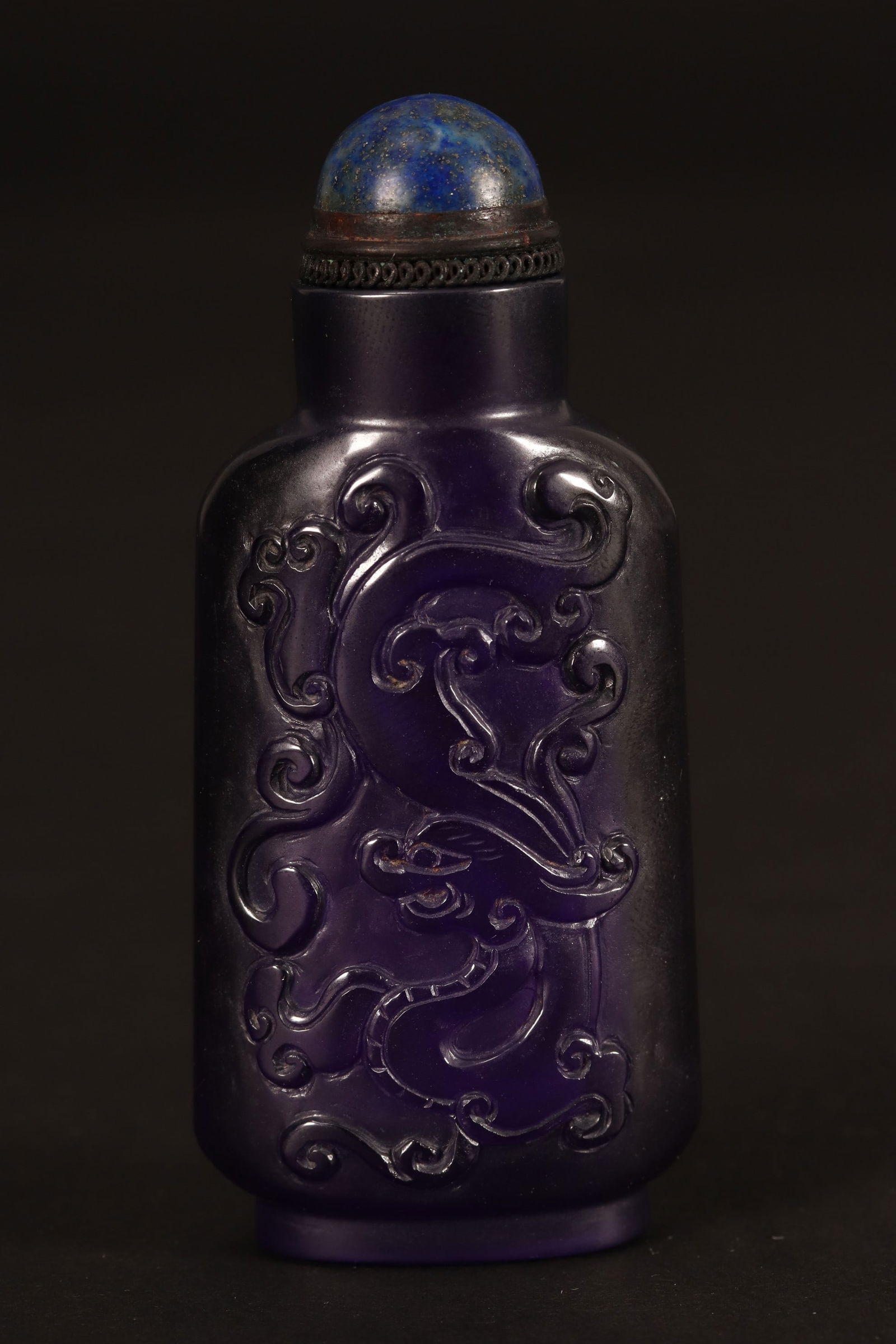 Heavy Chinese Purple Glass Snuff Bottle, (1 of 7)