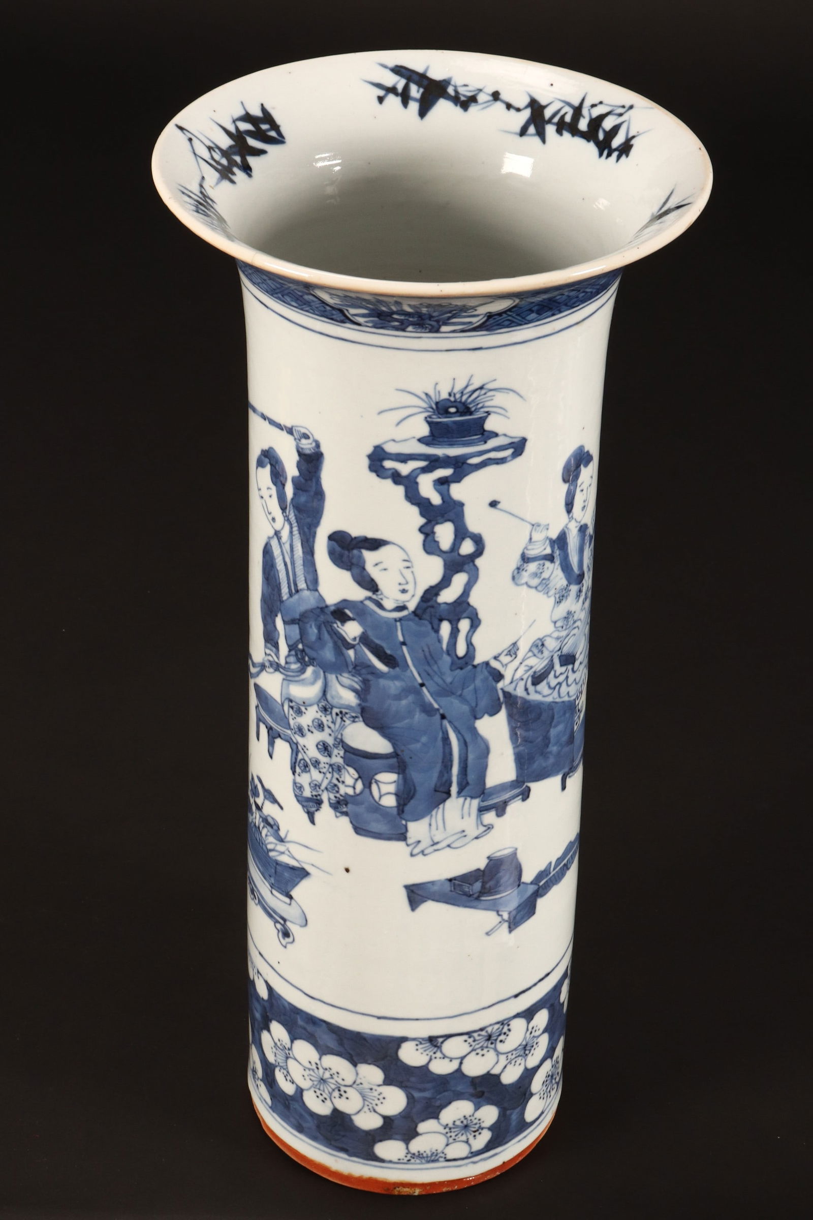 Chinese Qing Dynasty Blue and White Porcelain Sleeve Vase, (1 of 8)