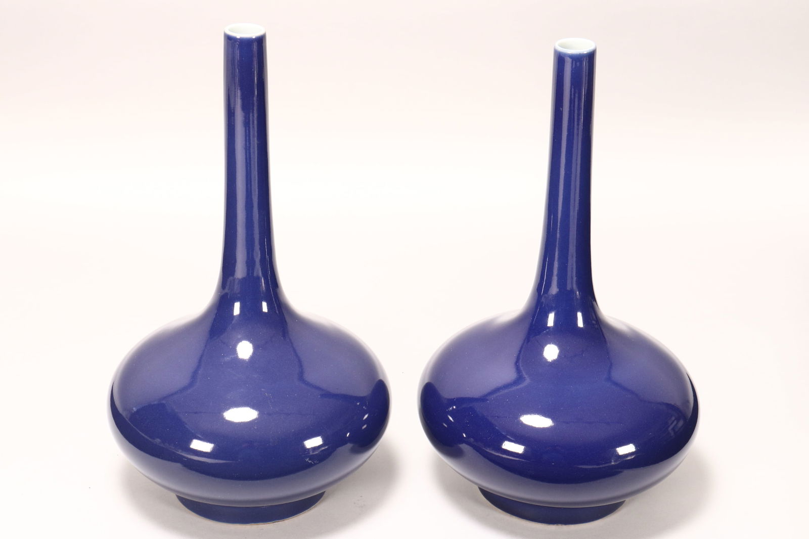 Pair of Chinese Qing Dynasty Monochrome Porcelain Vases, (1 of 2)