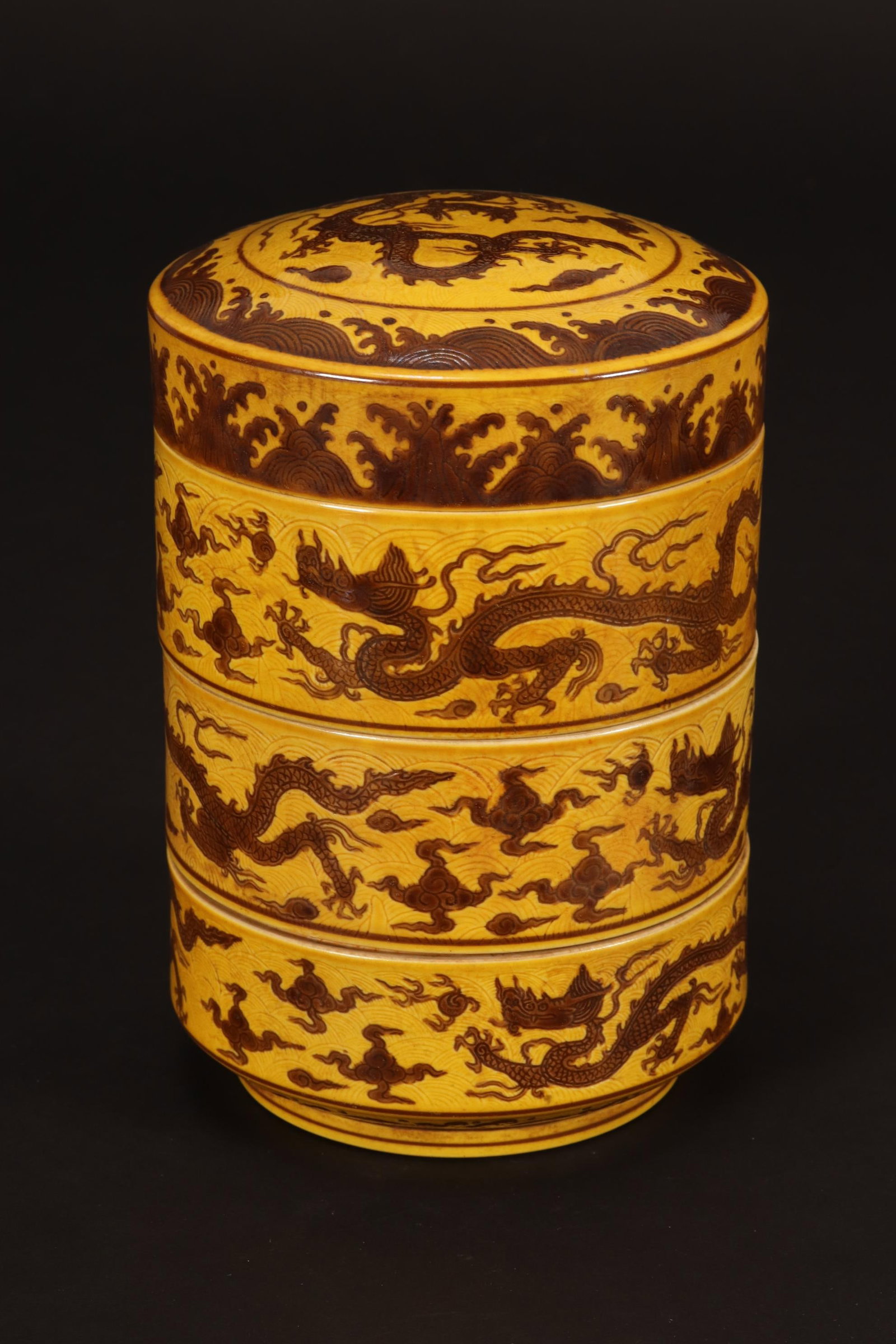 Chinese Three Section Porcelain Container, (1 of 7)