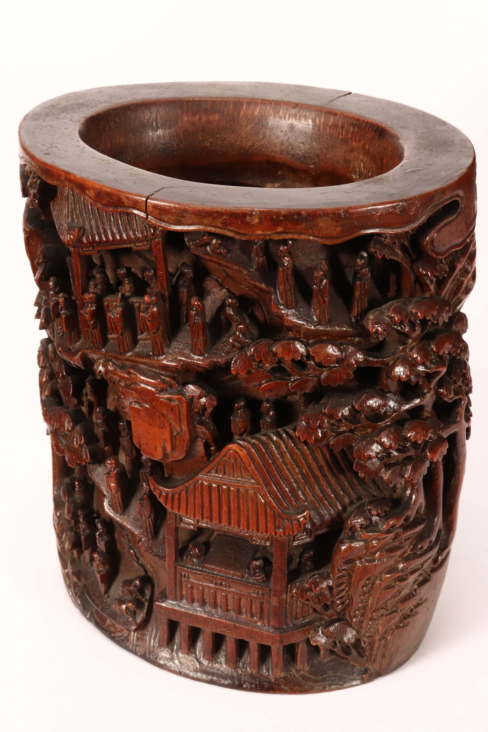 Chinese Carved Bamboo Brush Pot, (1 of 6)