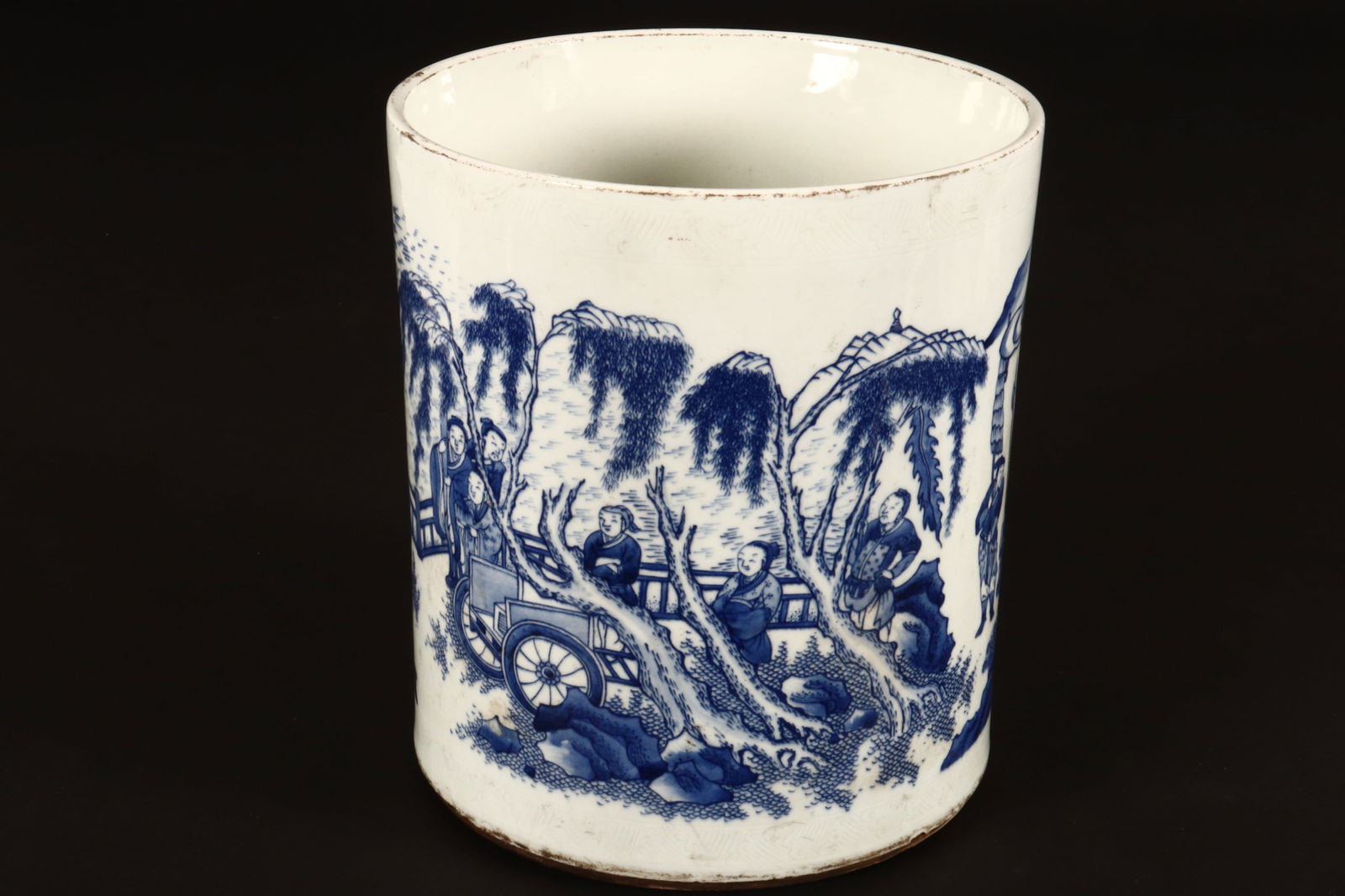 Chinese Blue and White Porcelain Brush Pot, (1 of 4)