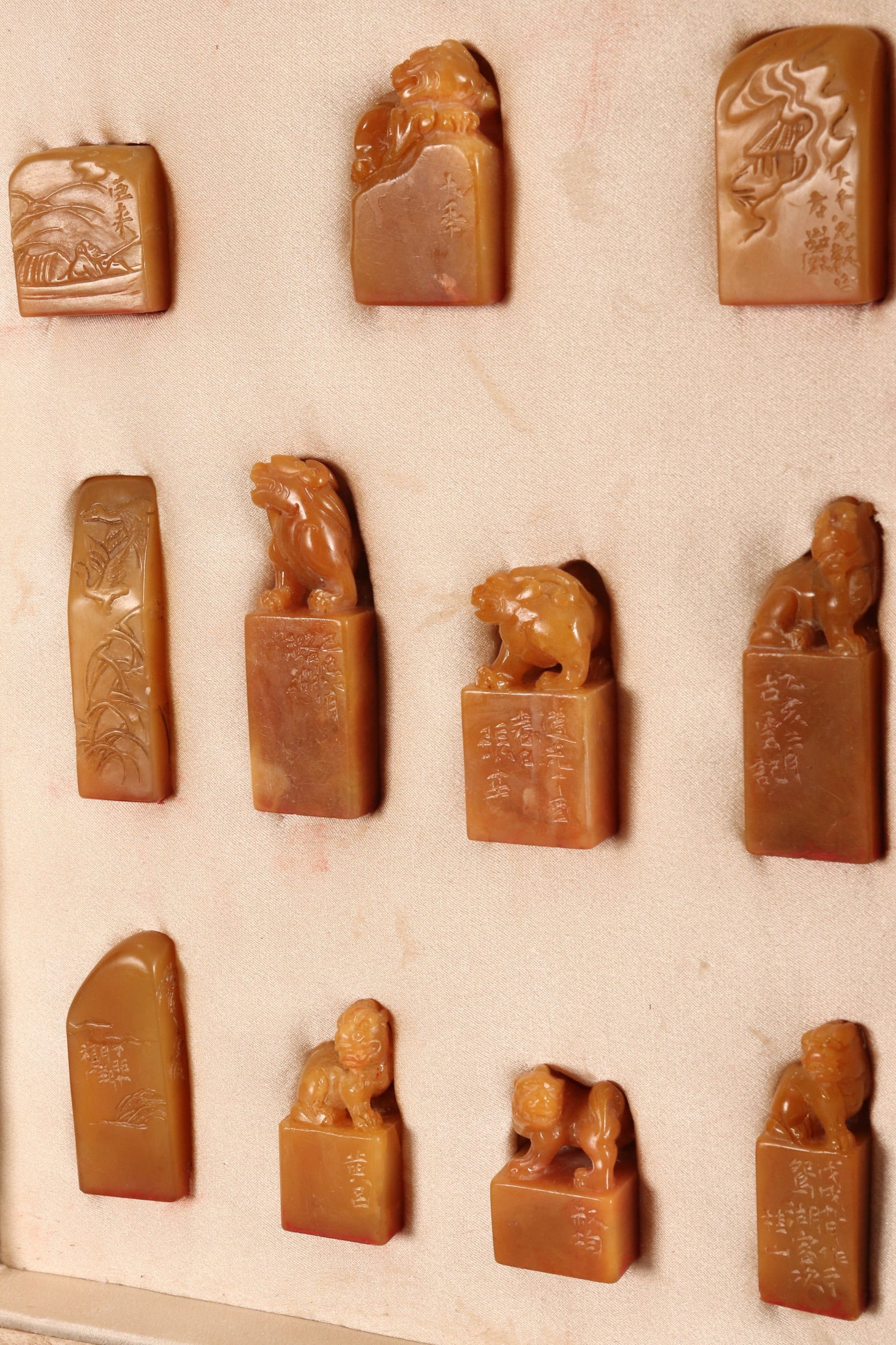 Set of Eleven Chinese Carved Stone Chops, (1 of 3)