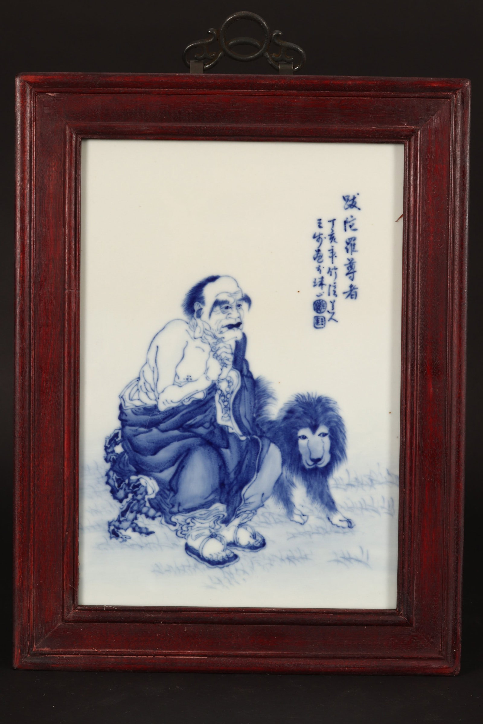Framed Chinese Blue and White Porcelain Panel, (1 of 5)