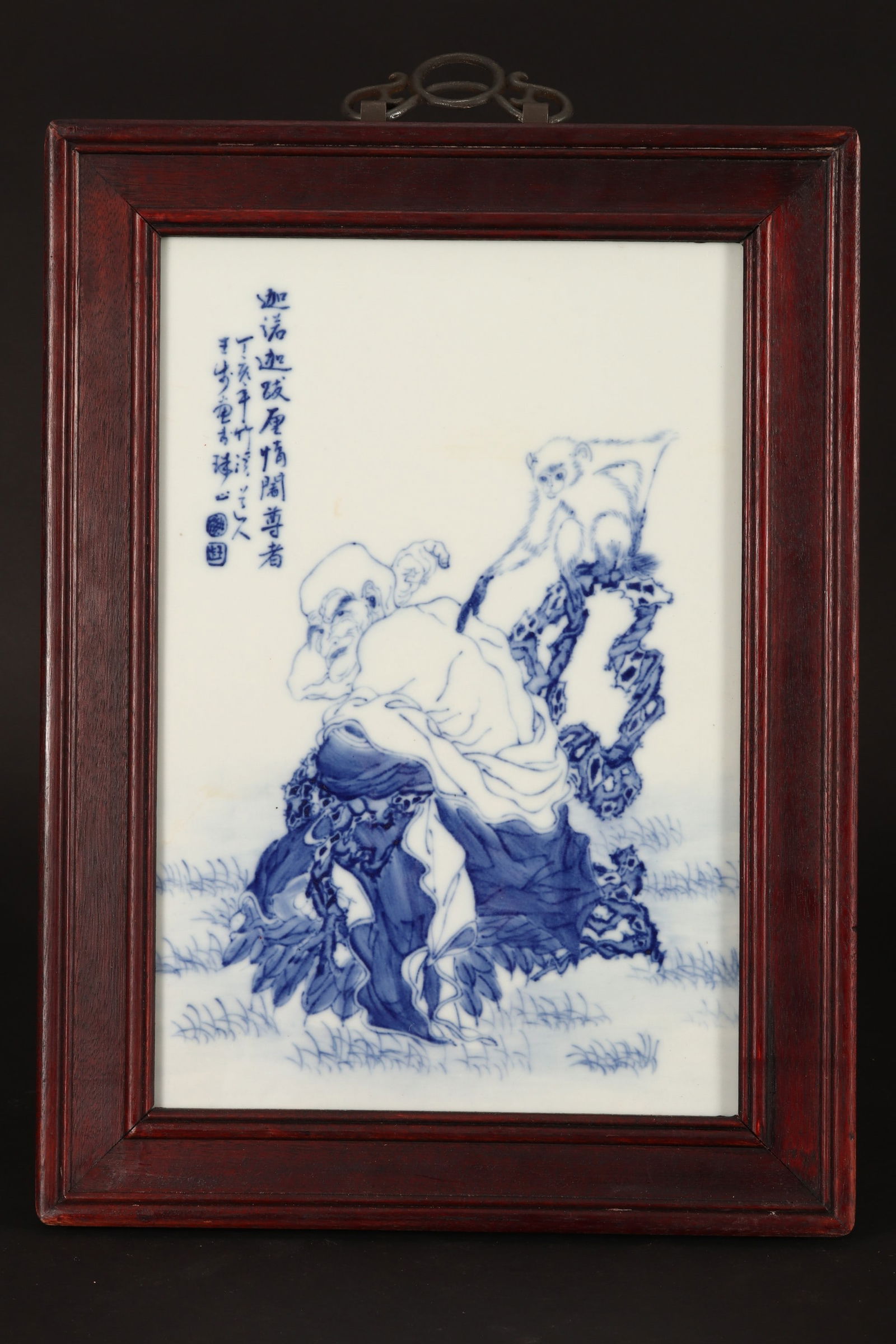 Framed Chinese Blue and White Porcelain Panel, (1 of 6)