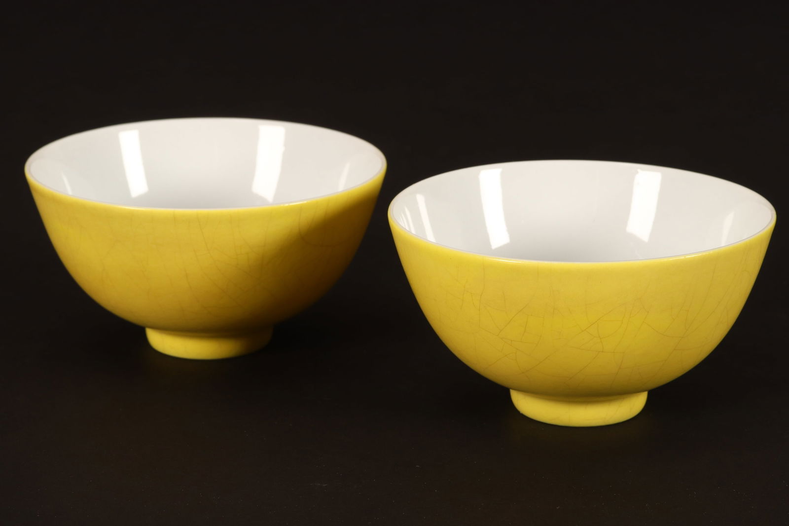 Pair of Chinese Yellow Glaze Porcelain Bowls, (1 of 5)