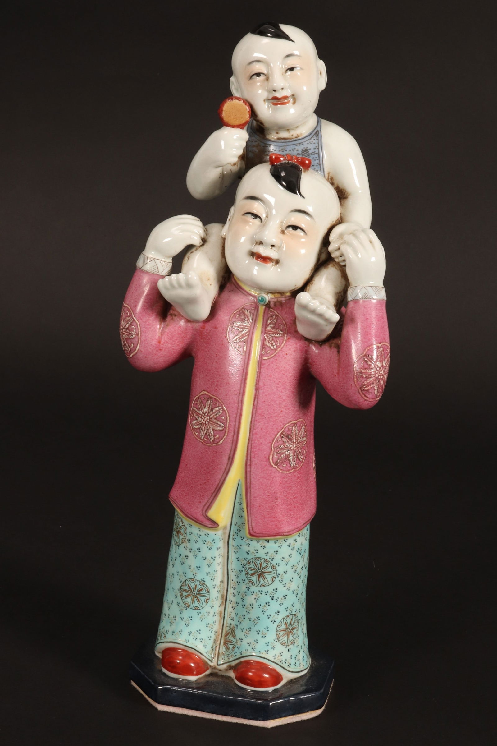 Chinese Polychrome Porcelain Figure Group, (1 of 4)