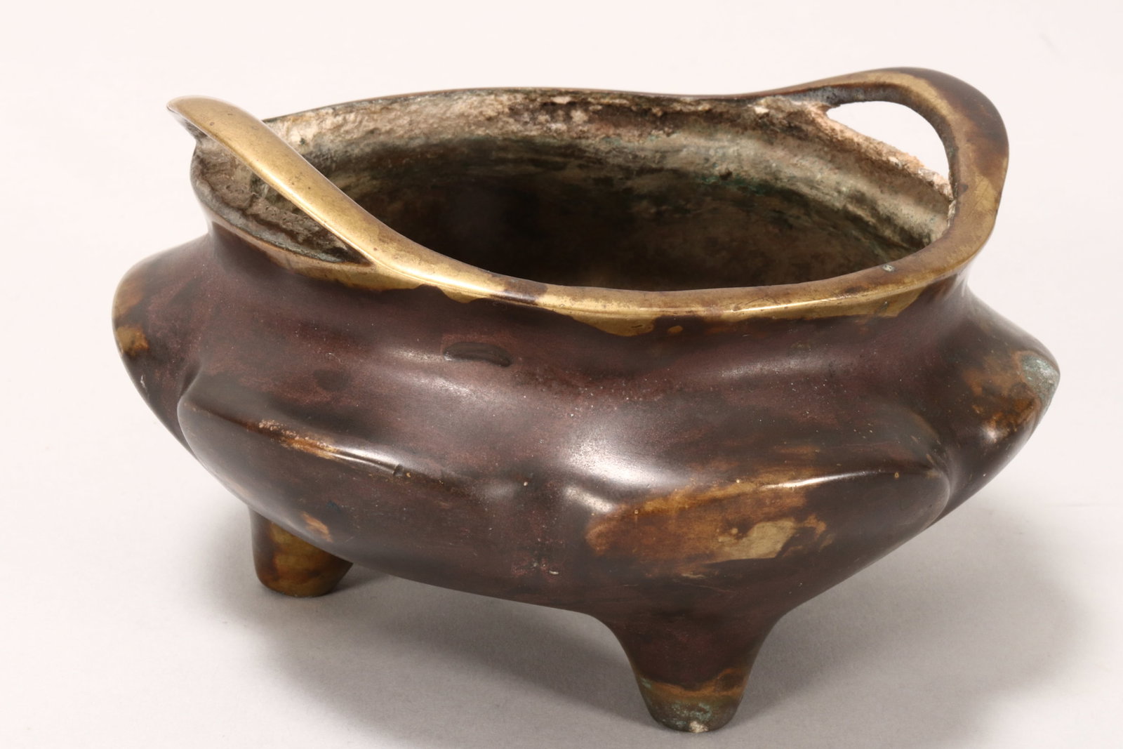 Chinese Late Qing Dynasty Bronze Twin Handled Censer, (1 of 3)